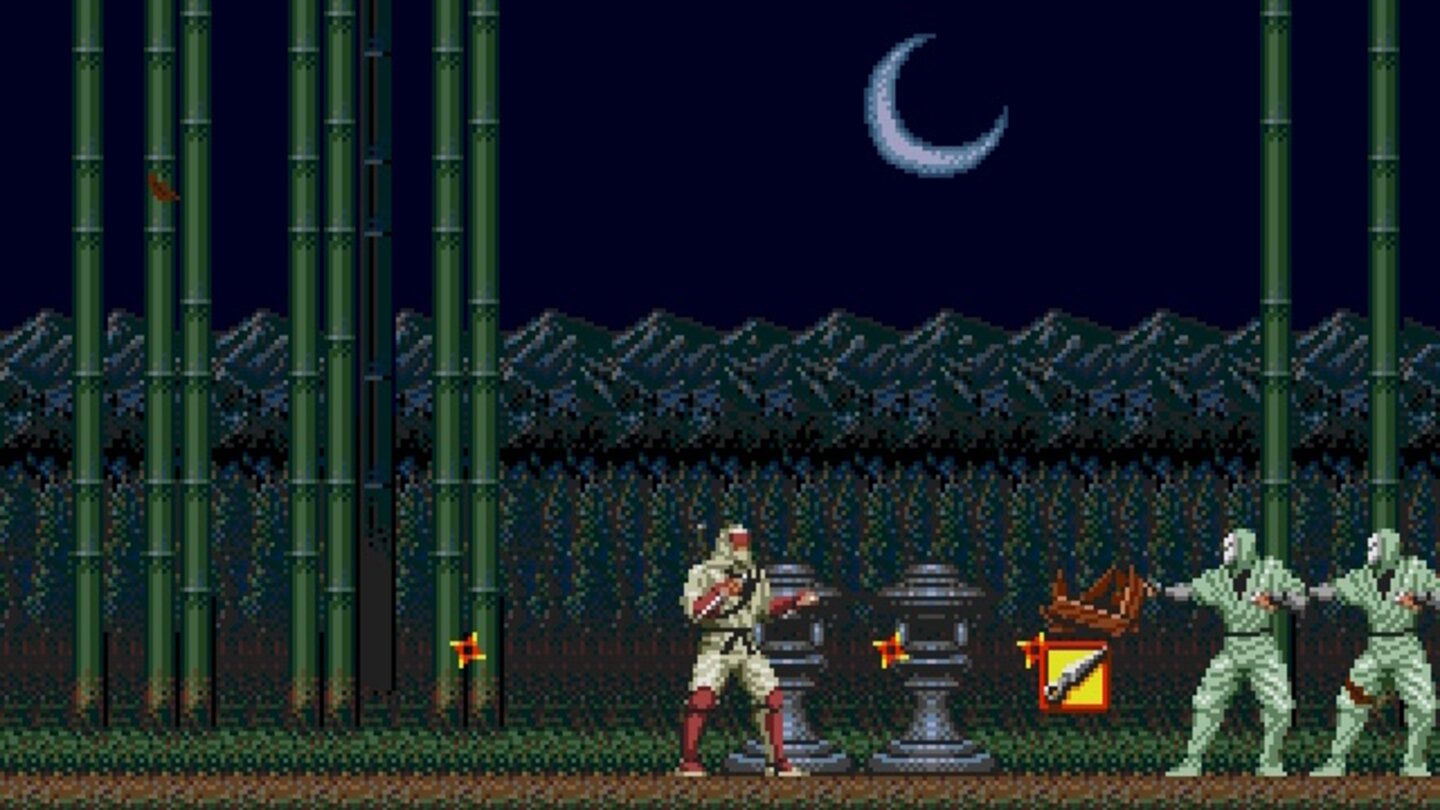 The Revenge of Shinobi (1989)Der Mega Drive-exklusive Auftritt des Sega-Ninjas fasziniert mit unterschiedlichen Ninjitsu-Specials, fordert mit anspruchsvollen Bossgegnern und fesselt mit atmosphärischen Fernost-Klängen.