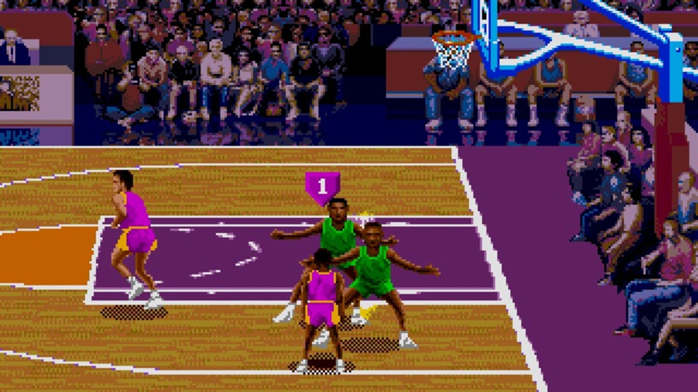 NBA Jam TE (1993)Mit schnörkellosem 2-gegen-2-Basketball, abgefahrenen Specials, jeder Menge Easter Eggs und einem legendären Kommentator (»He's on fire«) wird NBA Jam zu einem prägenden 16-Bit-Sportspiel.