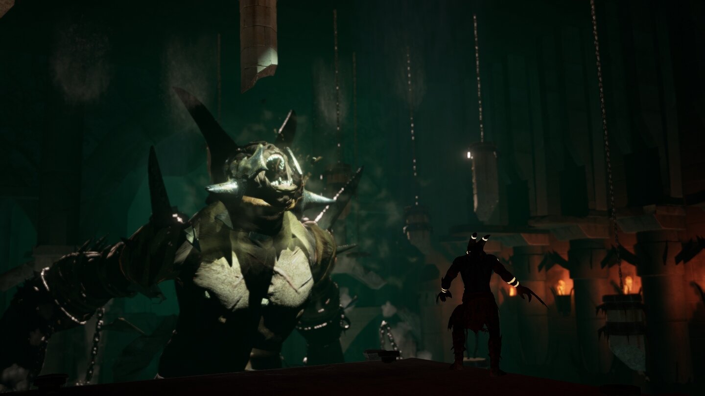 Shadow of the Beast
Dieser Riese ist zunächst nur hübsche Hintergrund-Dekoraton. Später im Level gibt er den Endgegner.