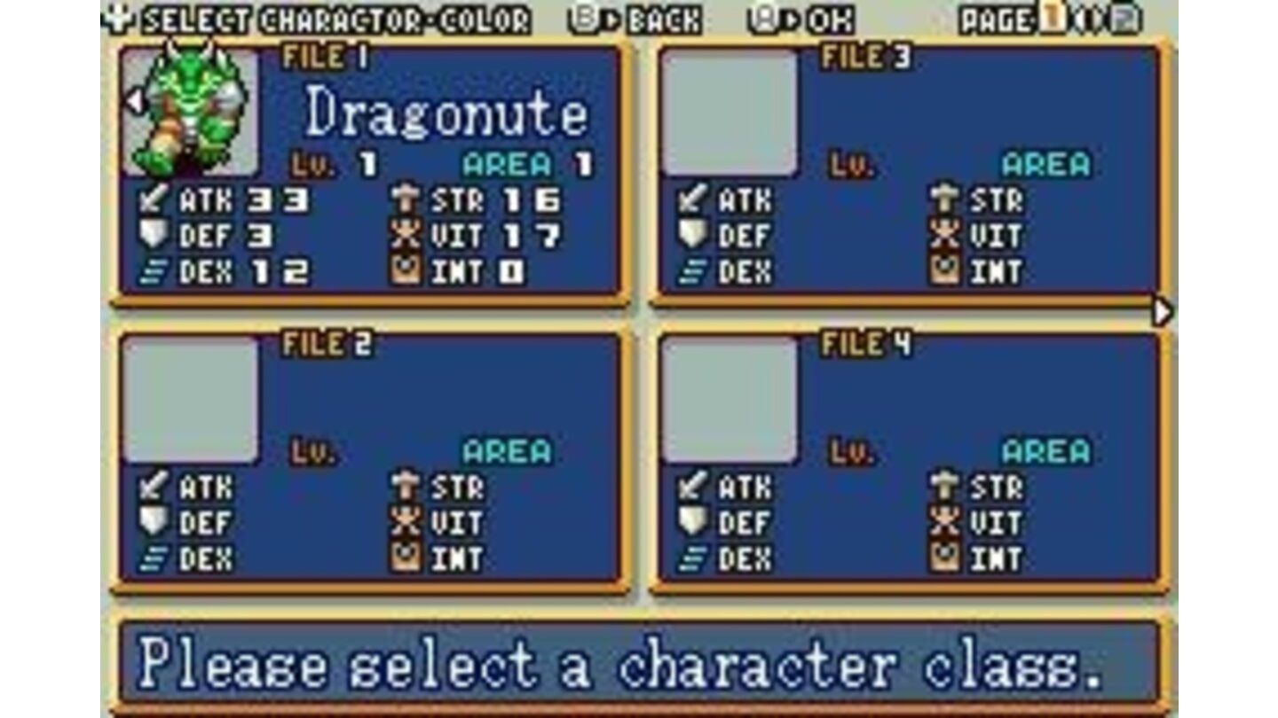Select from four characters classes