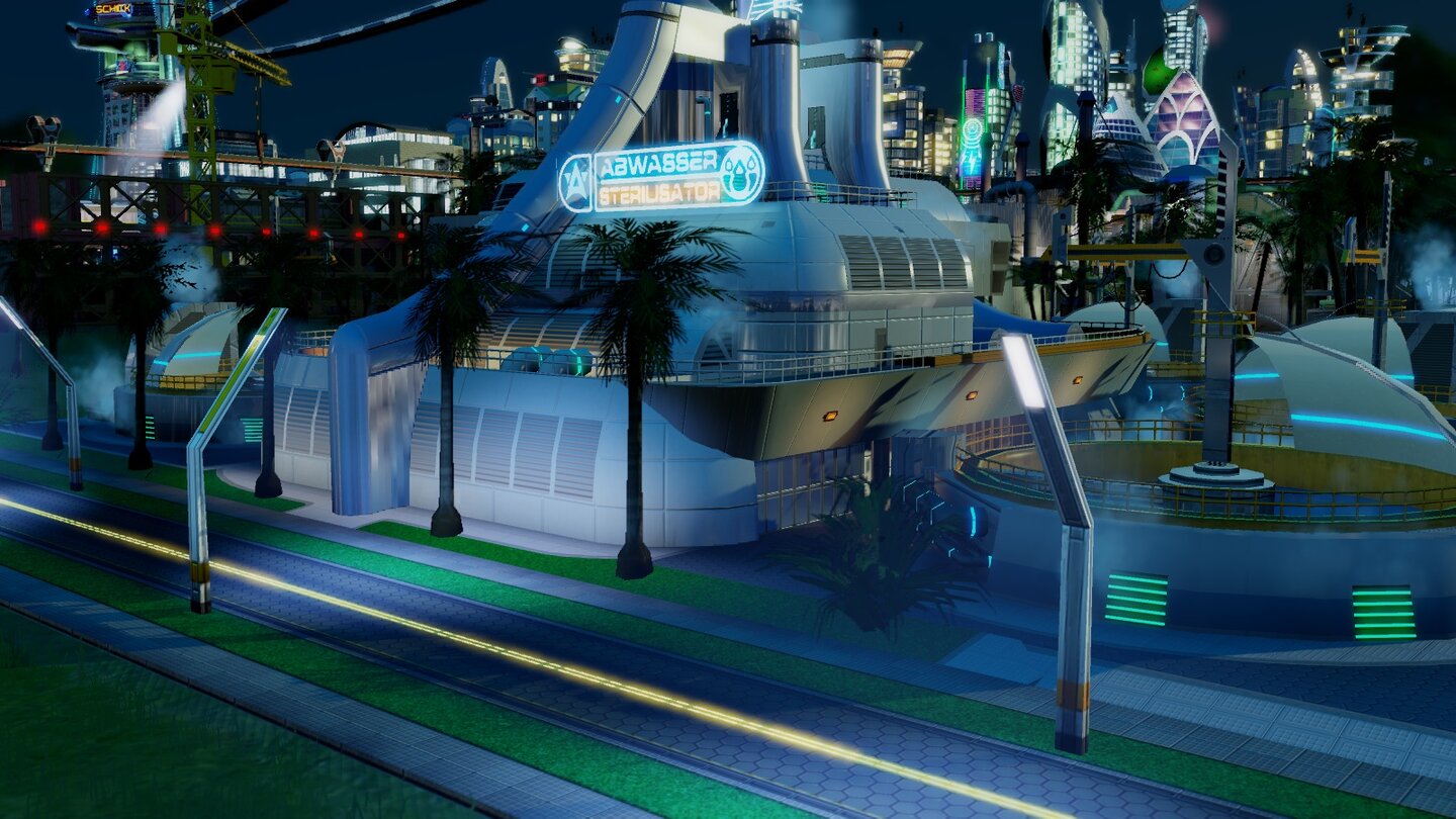 SimCity: Städte der ZukunftSehr nützlich, wenn auch unappetitlich: Der Sterilisator wandelt Abwasser direkt in Trinkwasser um.