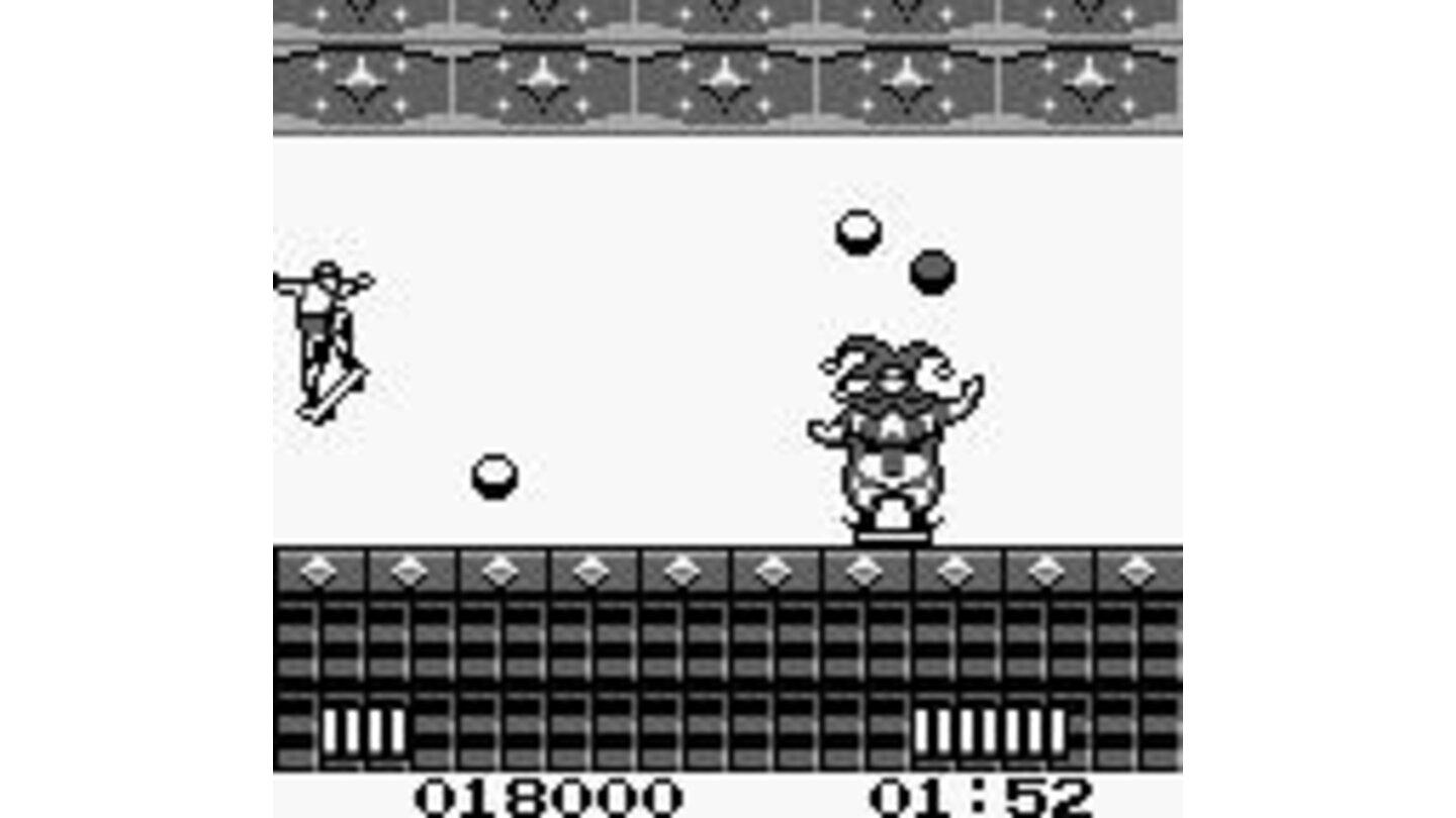 The first boss - to defeat him, jump on the balls he throws at you.
