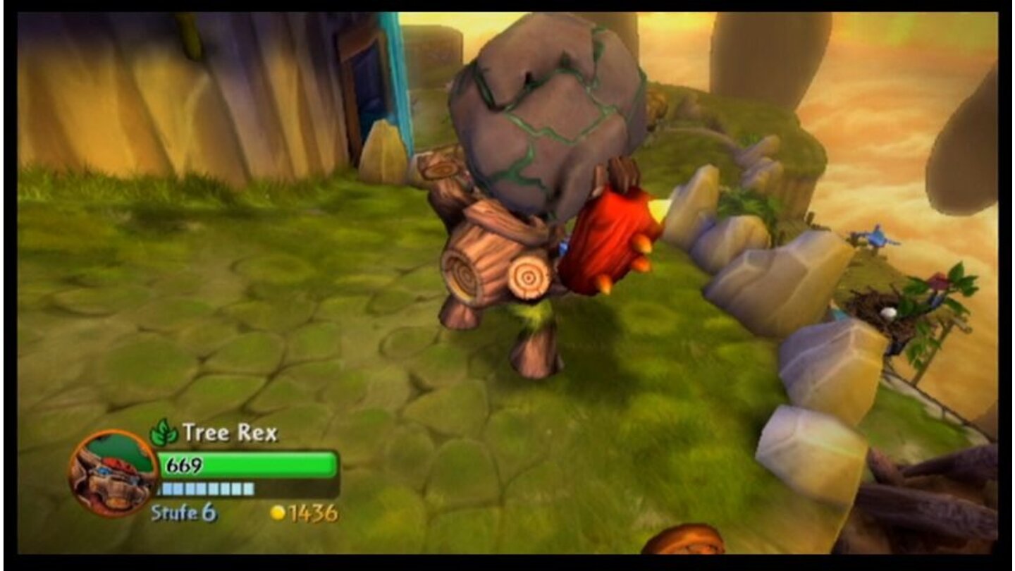 Skylanders: Giants(Wii) Mit den neuen Giganten lassen sich auch große Felsbrocken wie dieser locker heben.