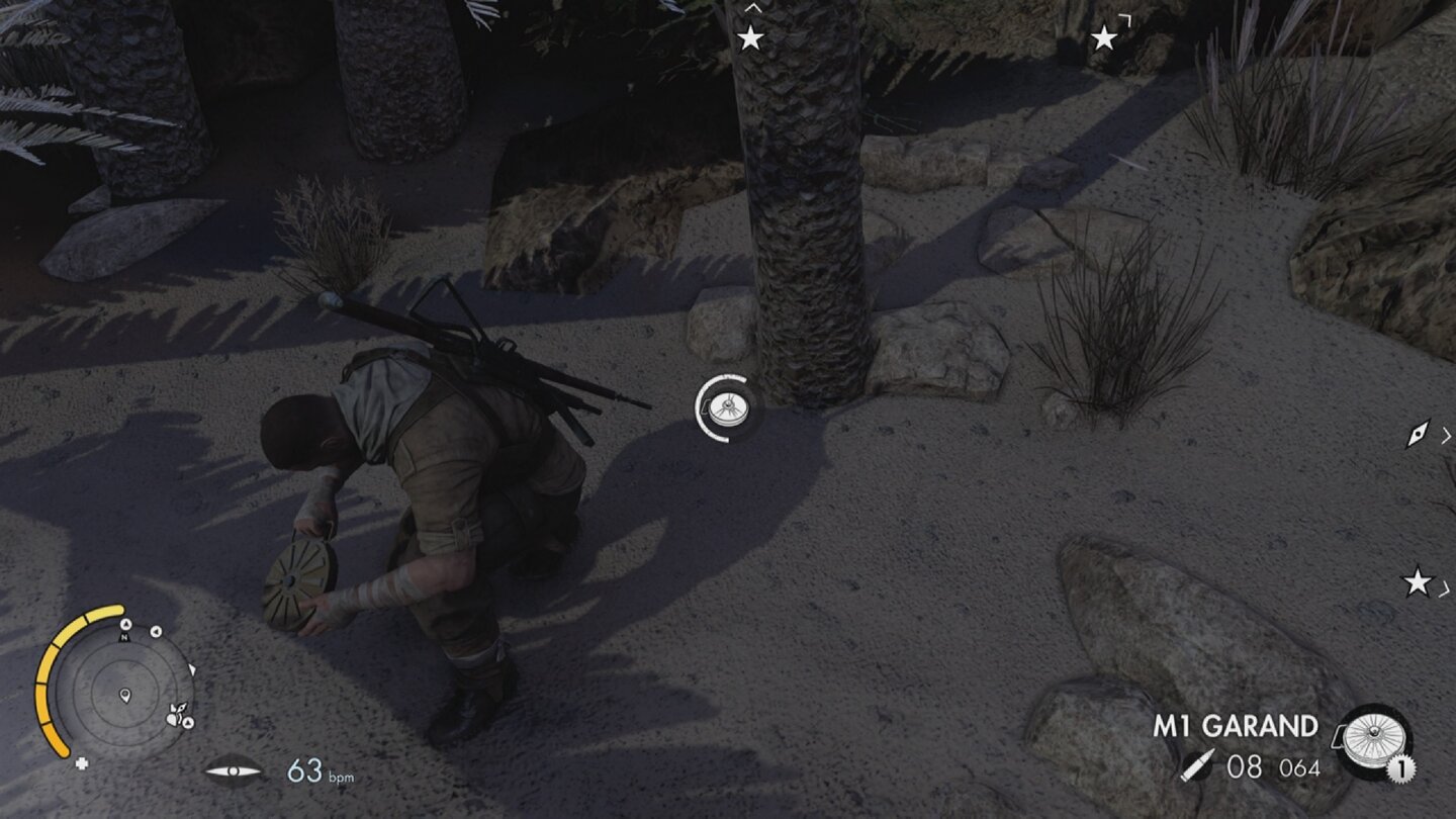 Sniper Elite 3Bevor wir losballern, verminen wir den Weg zu unserem Versteck. Das schützt vor ungebetenem Besuch. (Xbox One)