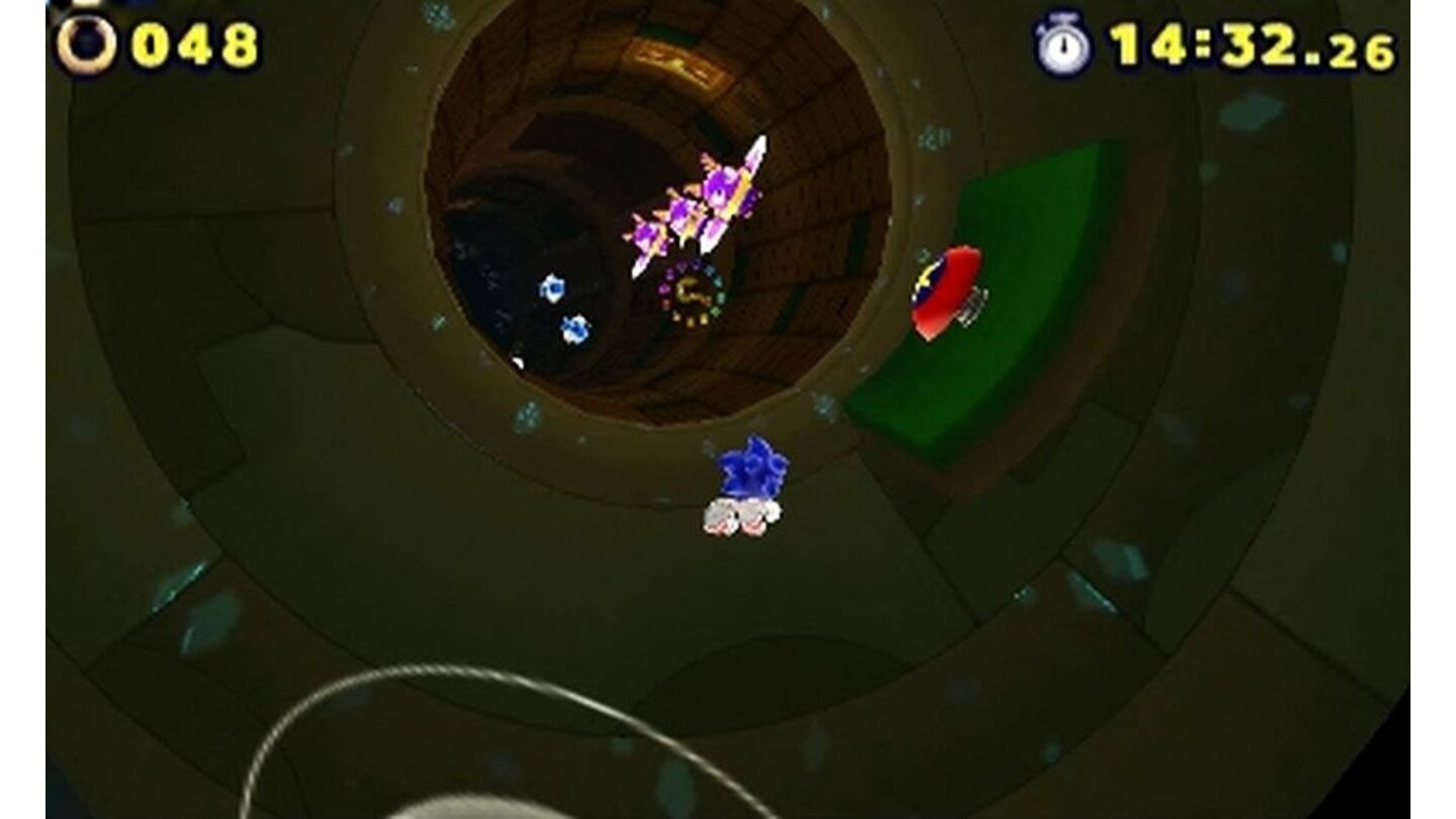 Sonic: Lost World (3DS)In den 2D-Levels hält es uns weniger auf, wenn wir die Wand vertikal hochstürmen.