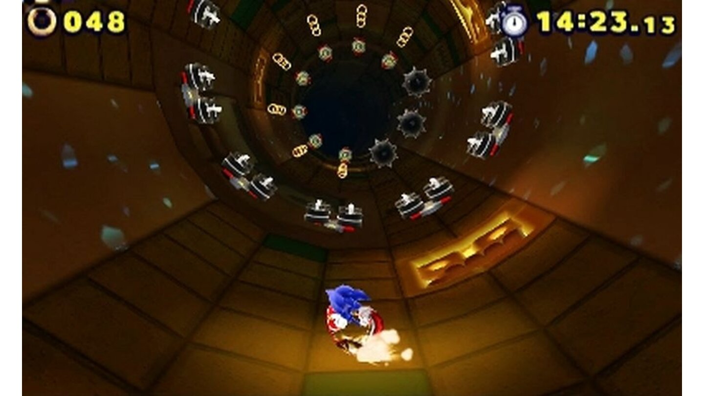 Sonic: Lost World (3DS)Auch wenn wir in Lost World oft nicht richtig in Schwung kommen, an diesen Beschleunigungspunkten klappt's Bestimmt.