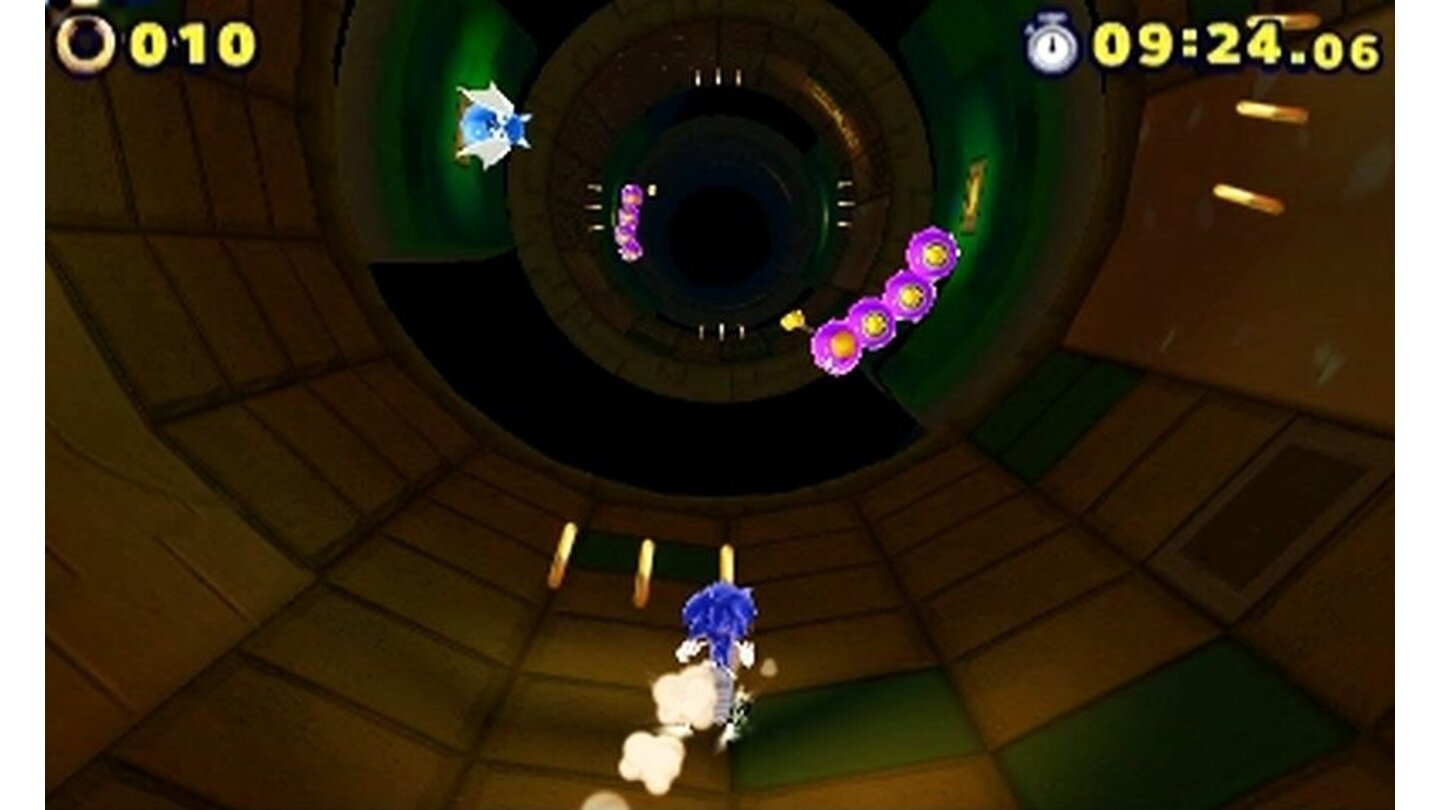 Sonic: Lost World (3DS)Die Welt steht Kopf - oder doch Sonic? In den Röhrenlevels verliert man schnell mal den Überblick wo oben und unten ist. Aber wer braucht das auch schon?