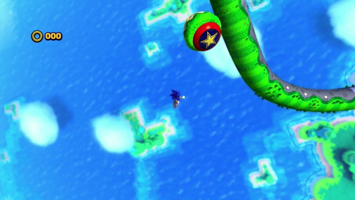 Sonic: The Lost WorldWie in Super Mario Galaxy schießt Sonic in manchen Levelübergängen durch die Luft.