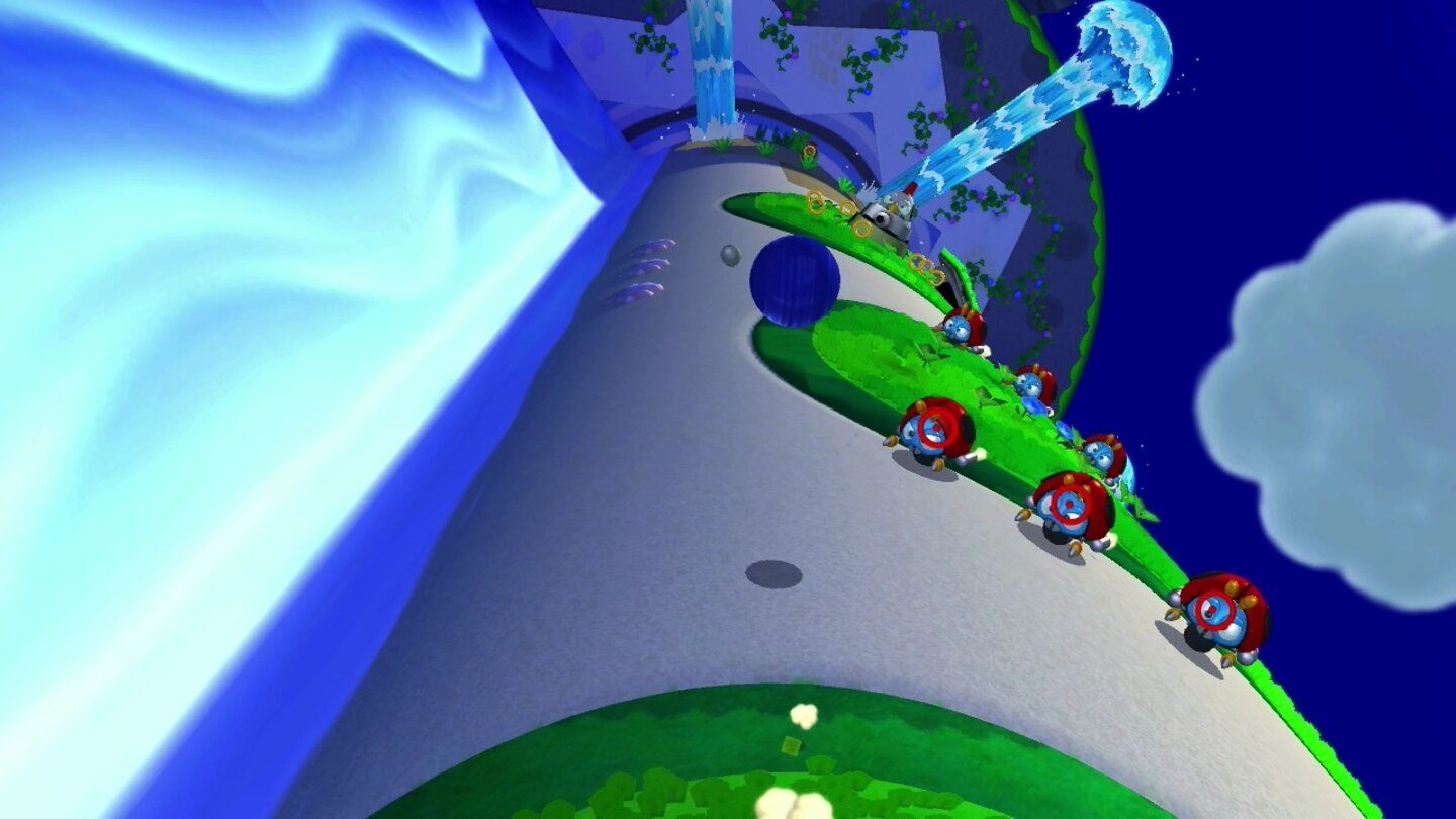 Sonic: The Lost WorldBis zu drei Feinde gleichzeitig kann der blaue Igel anvisieren und mit einem Kettenangriff erledigen.