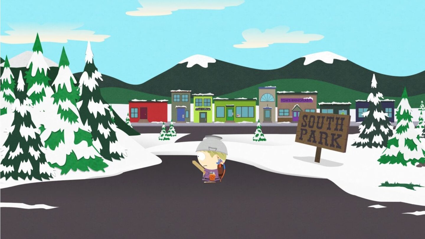 South Park: The Stick of TruthFür das Spiel mussten sich die Southpark-Erfinder Trey Parker und Matt Stone erstmals eine zusammenhängende Stadtkarte überlegen.