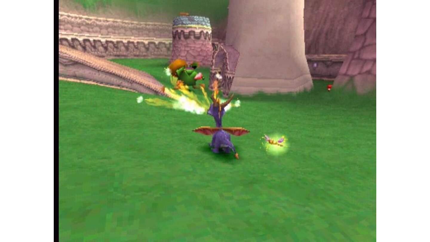 Spyro casts a flame on an enemy - a usual type of attack