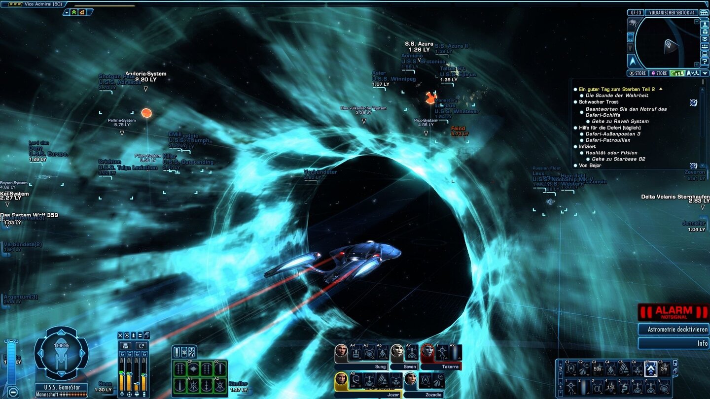 Star Trek OnlineMit dem Slipstream-Antrieb sind wir auf der Galaxiekarte flotter unterwegs.