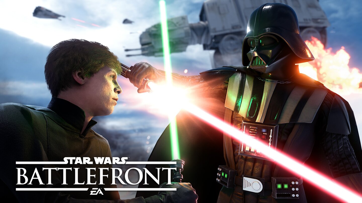 Star Wars: BattlefrontAm Ende des auf der E3 gezeigten Gameplay-Material prallen die zwei Anführer aufeinander: Luke Skywalker und Darth Vader.