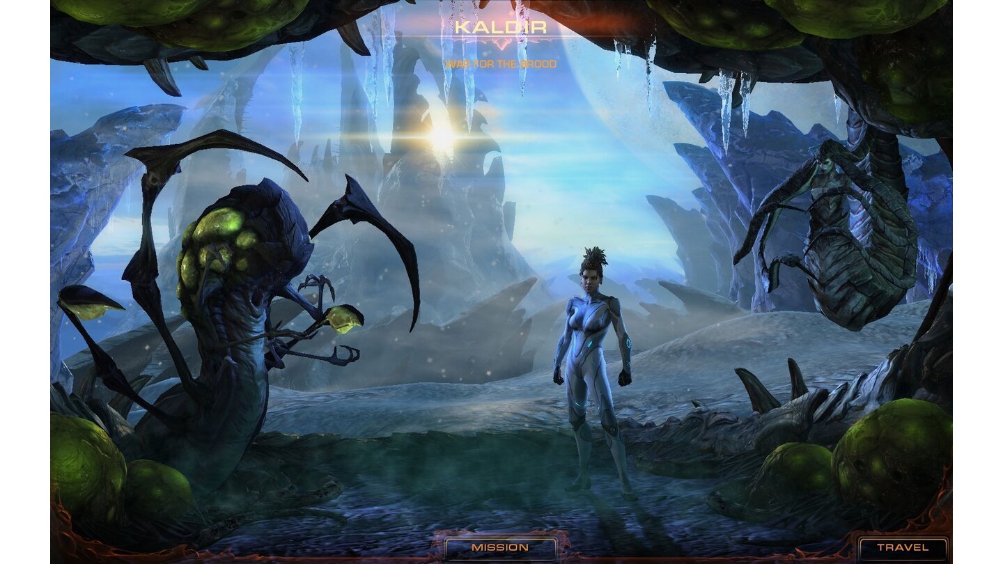 StarCraft 2: Heart of the SwarmAuswahlbildschirm auf Kaldir