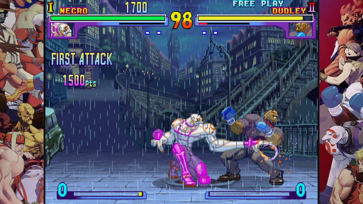 Street Fighter 30th Anniversary CollectionSF 3 war für Fans eine enorme Umgewöhnung und bot mit Figuren wie Necro ein seltsames Roster. Das Kampfsystem ist das technischste und sperrigste von allen Teilen der Serie.
