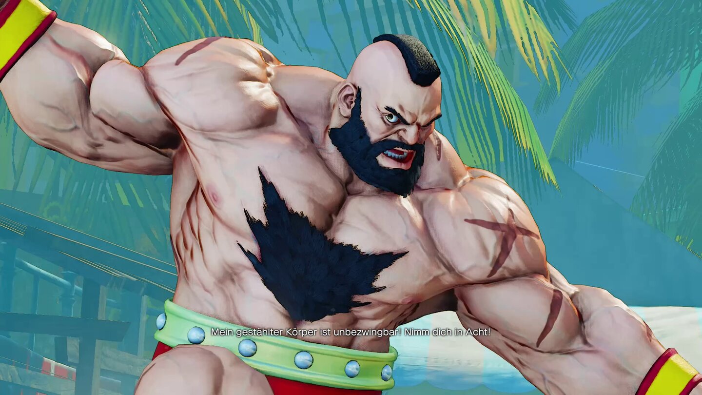 Street Fighter 5Der Wrestling-Veteran Zangief ist zwar langsam, teilt aber mächtig aus, wenn er den Gegner zu packen kriegt.