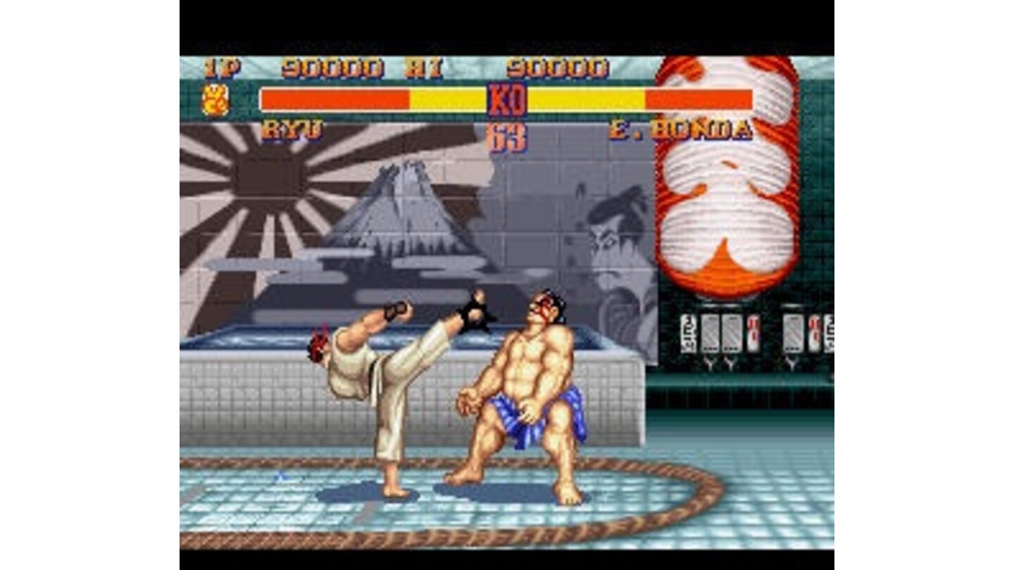 E. Honda gets kicked in the face by Ryu