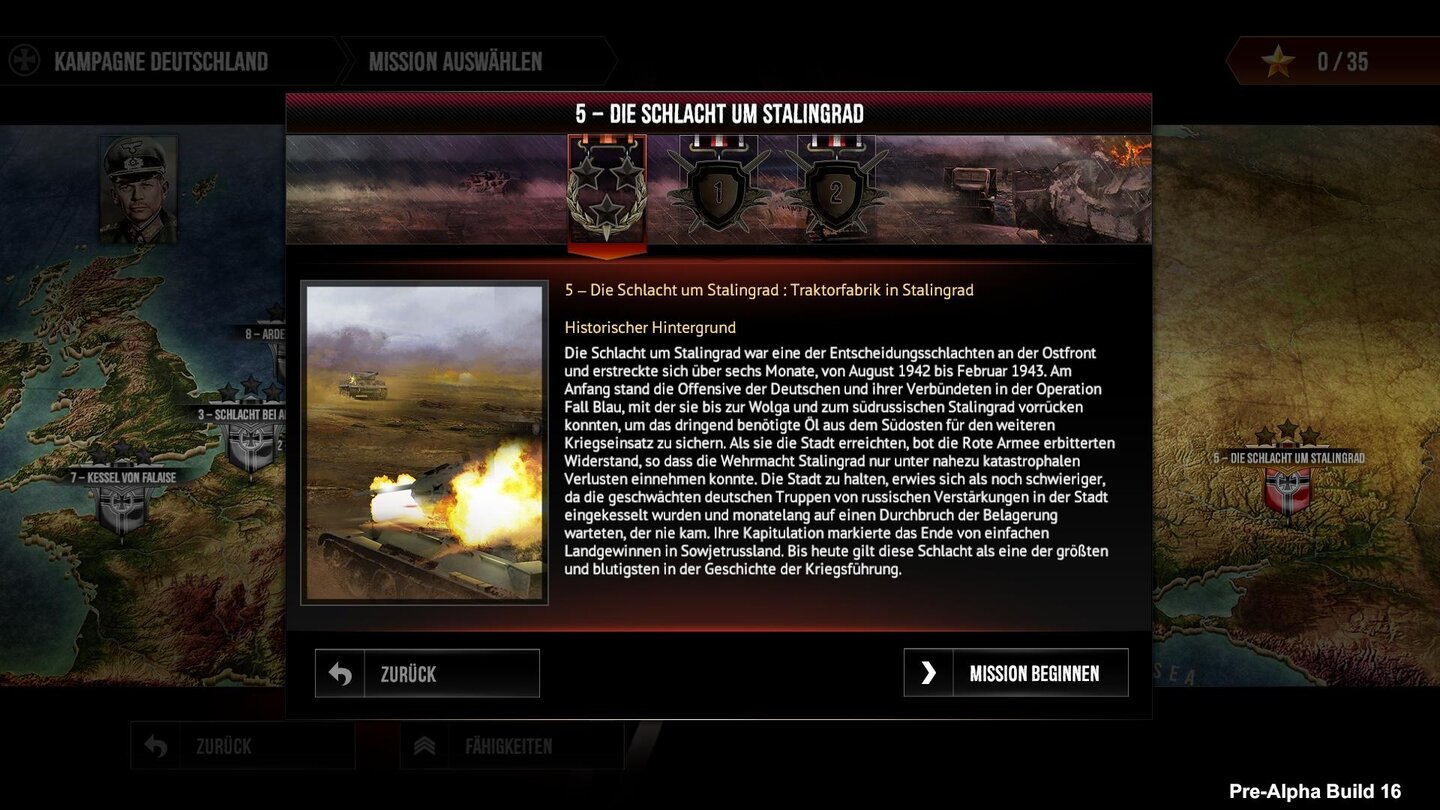 Sudden Strike 4Vor einer Mission klärt uns das Spiel über den jeweiligen historischen Hintergrund auf.