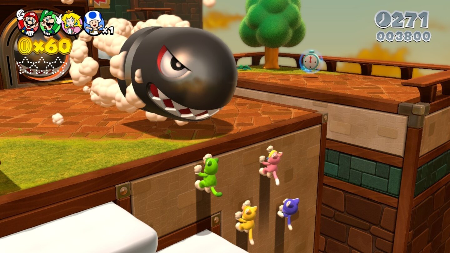 Super Mario 3D WorldDie Riesen-Kanonenkugel ist ein Klassiker in Super-Mario-Spielen, noch aus SNES-Zeiten.