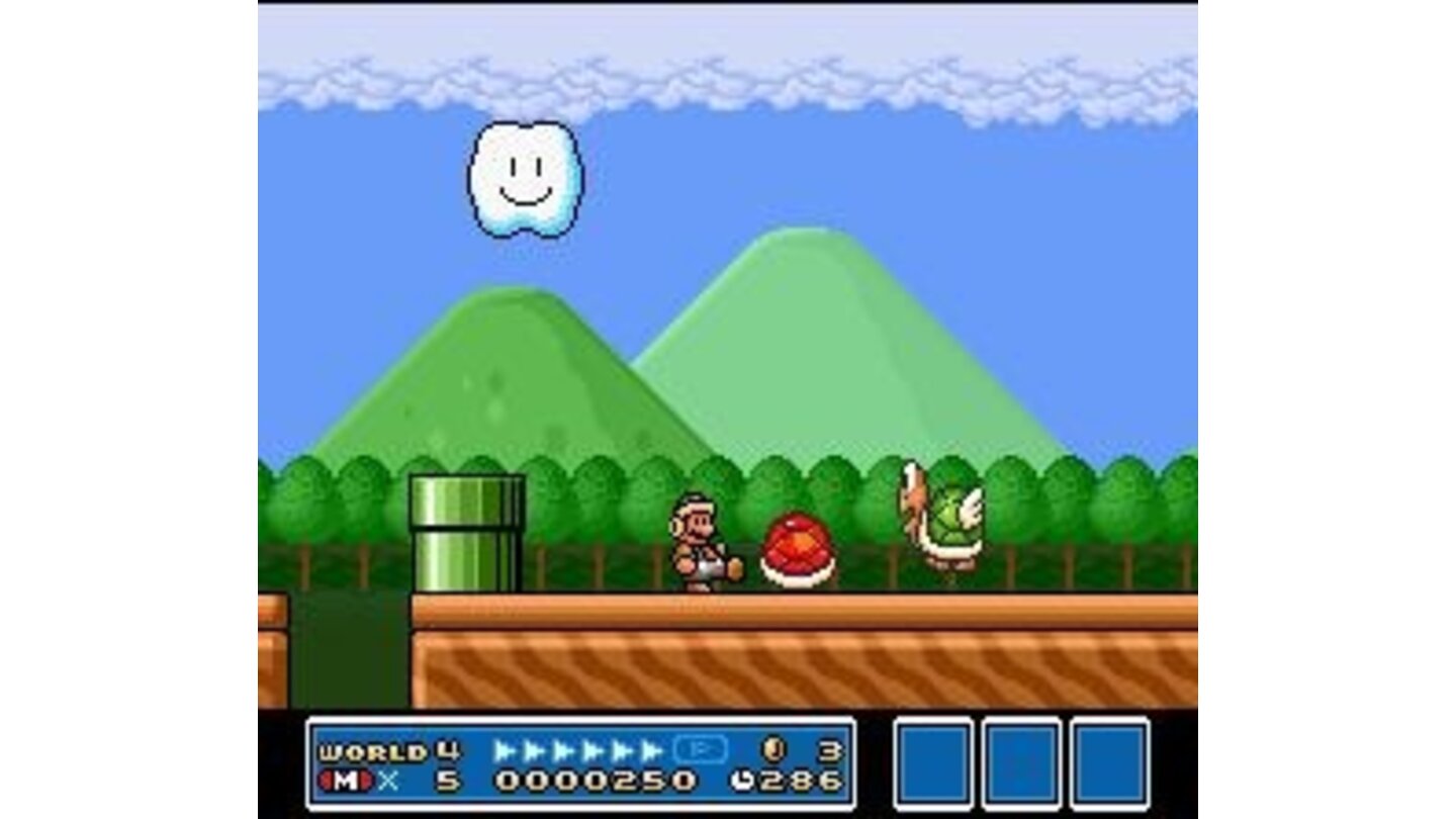 In World 4 of Super Mario Bros. 3, you'll see that in some stages, the objects and enemies are bigger than normal! Very cool...
