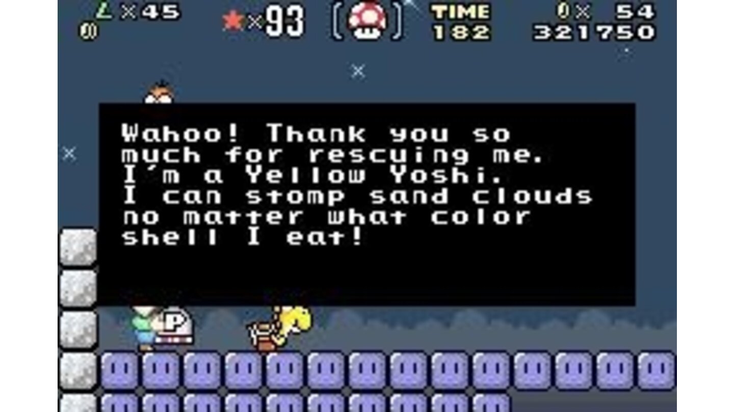 In GBA version, the colored Yoshis thanks you for a good feeding! You're welcome, then.