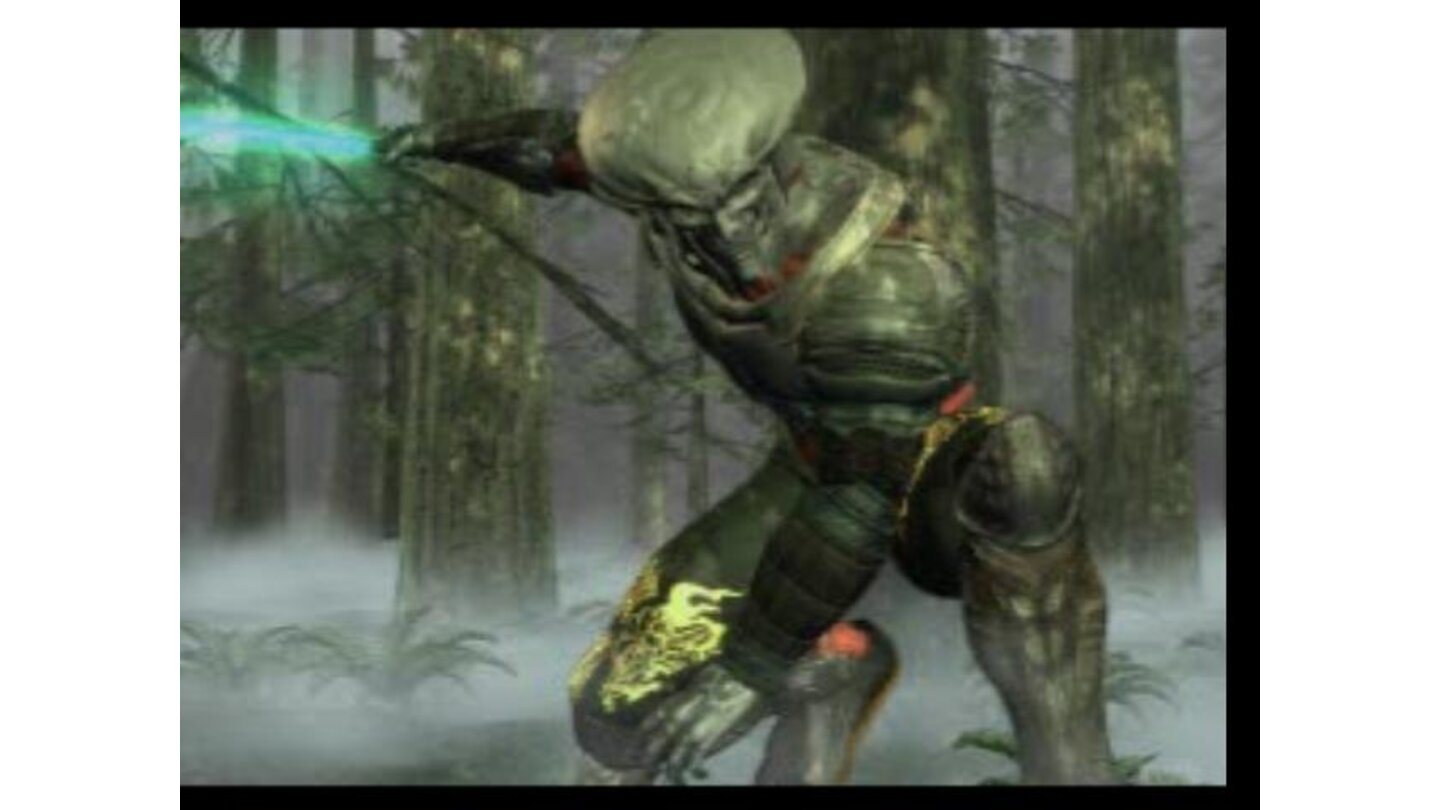 Don't call me 'Predator'. Yoshimitsu de-cloaks as he leaps from a tree in the CGI intro.