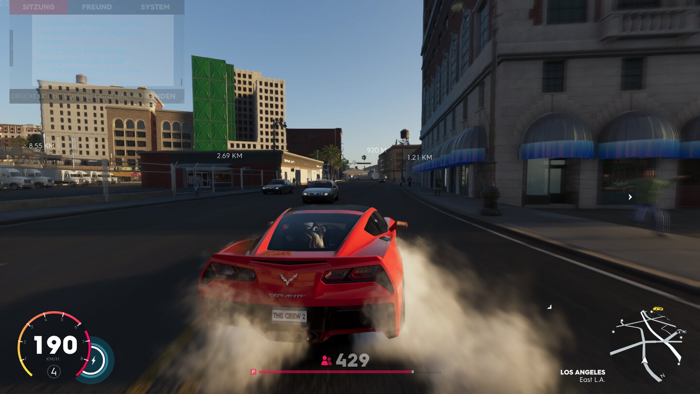 The Crew 2Gerade auf den Straßen von L.A. haben wir mehr Verkehr erwartet. Ohnehin sind die Straßen der virtuellen USA meist unrealistisch leer.