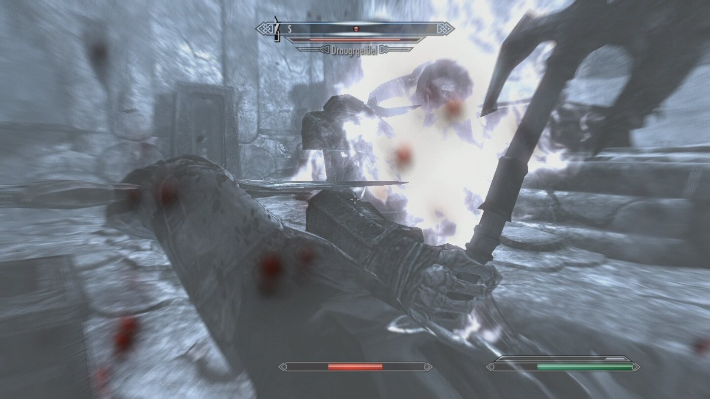 The Elder Scrolls 5: Skyrim (Xbox 360)Dank des Kampfschreis »Zeit verlangsamen« bewegen sich die Gegner nur noch im Schneckentempo.