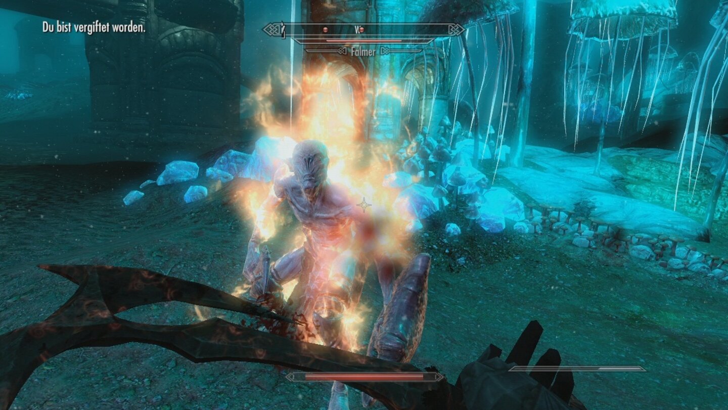 The Elder Scrolls 5: Skyrim (Xbox 360)In Schwarzweite hausen die Falmer, blinde Untergrund-Elfen.