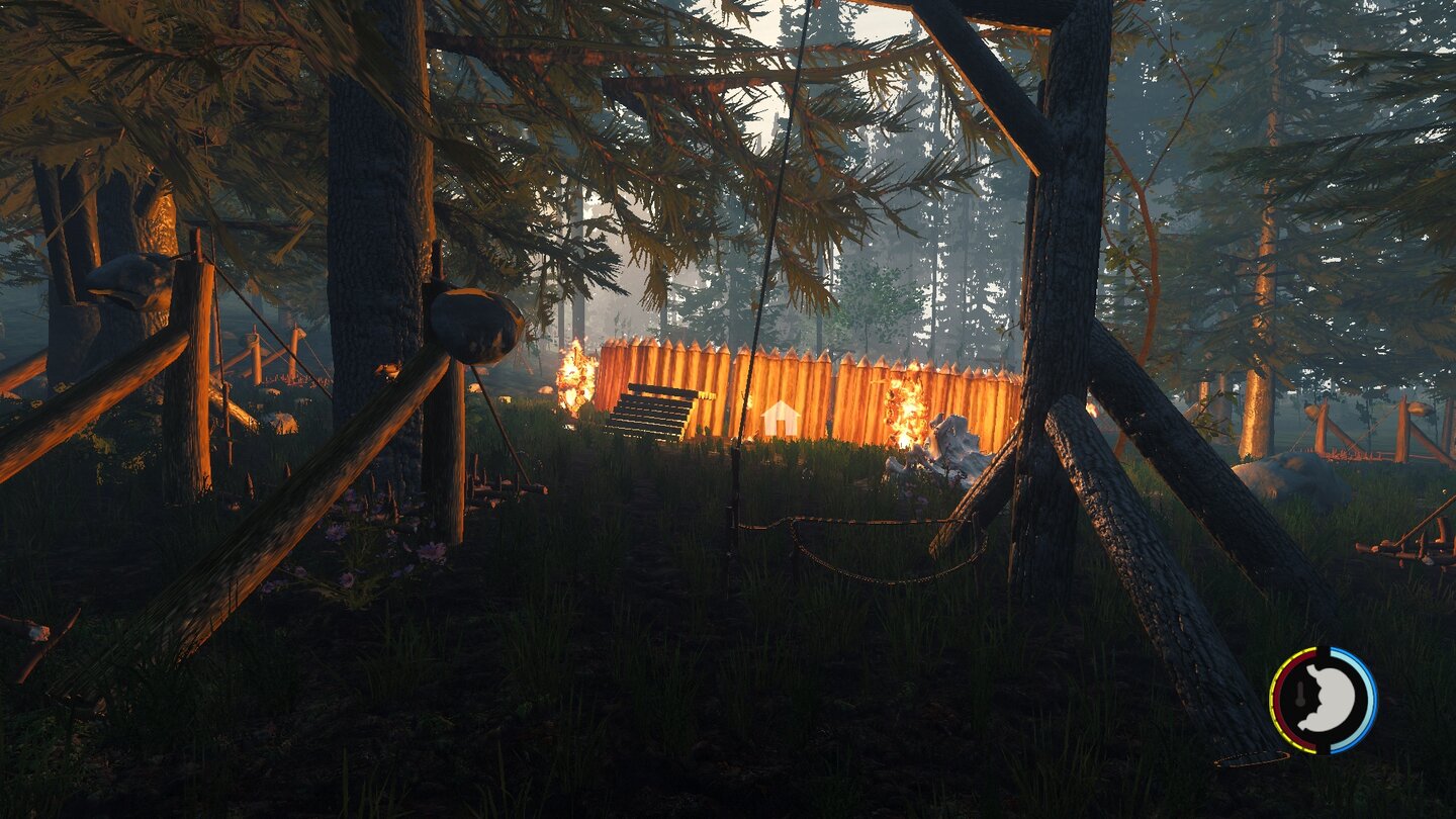 The Forest - Screenshots aus Version 0.06Eine sichere Base gibt es nicht, doch je mehr Fallen wir aufstellen, desto weniger Kannibalen schaffen es bis zu uns. Angriff ist hier nur selten die beste Verteidigung.