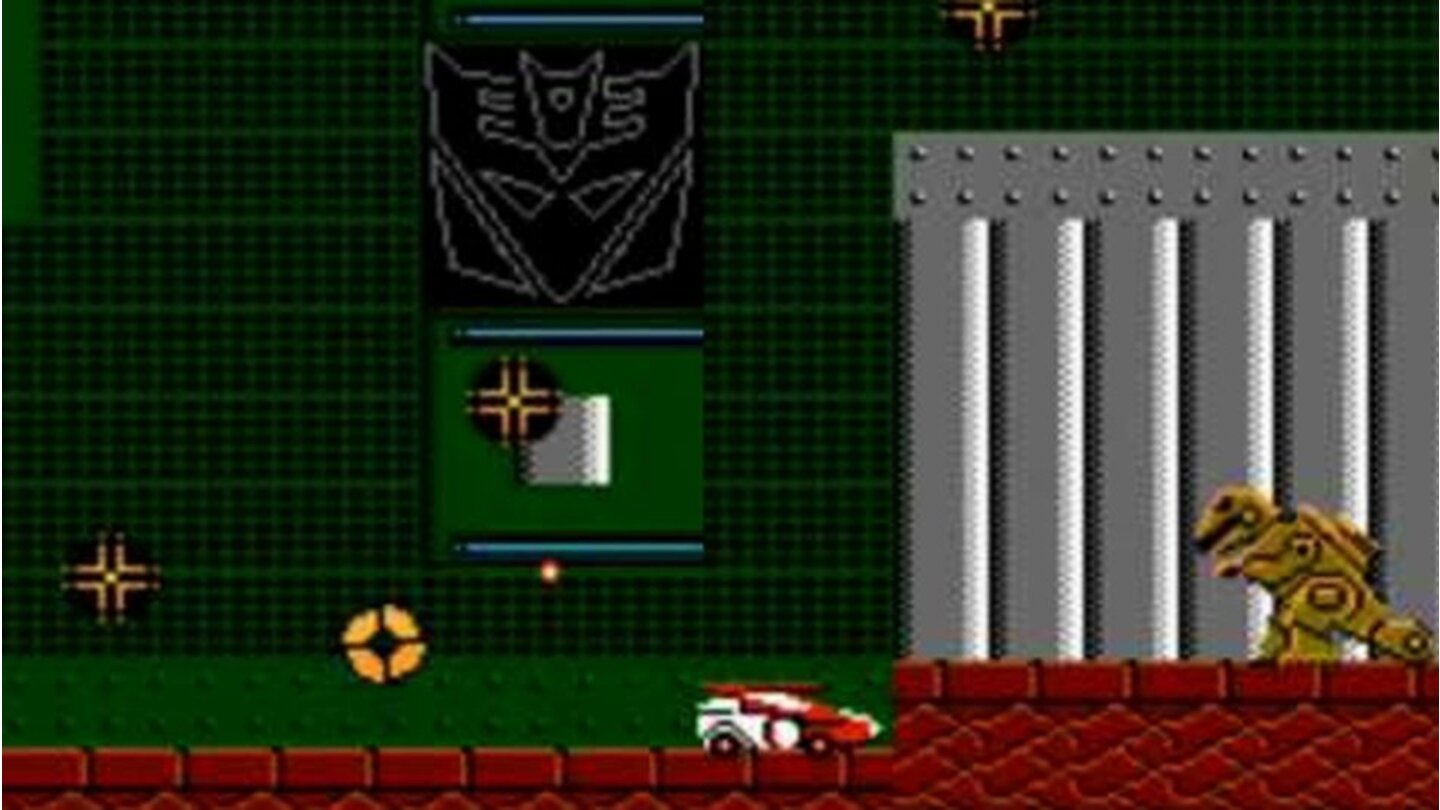 Transformers: The Headmasters (1986)
The Headmasters wird 1986 für das FDS veröffentlicht. Der Nachfolger von Mystery of Convoy bietet mehr Level auf vier verschiedenen Planeten und erlaubt die Steuerung von unterschiedlichen Autobot-Charakteren – welchen Autobot der Spieler steuert und in welcher Roboter- oder Fahrzeugform, ist allerdings für jedes Gebiet festgelegt.