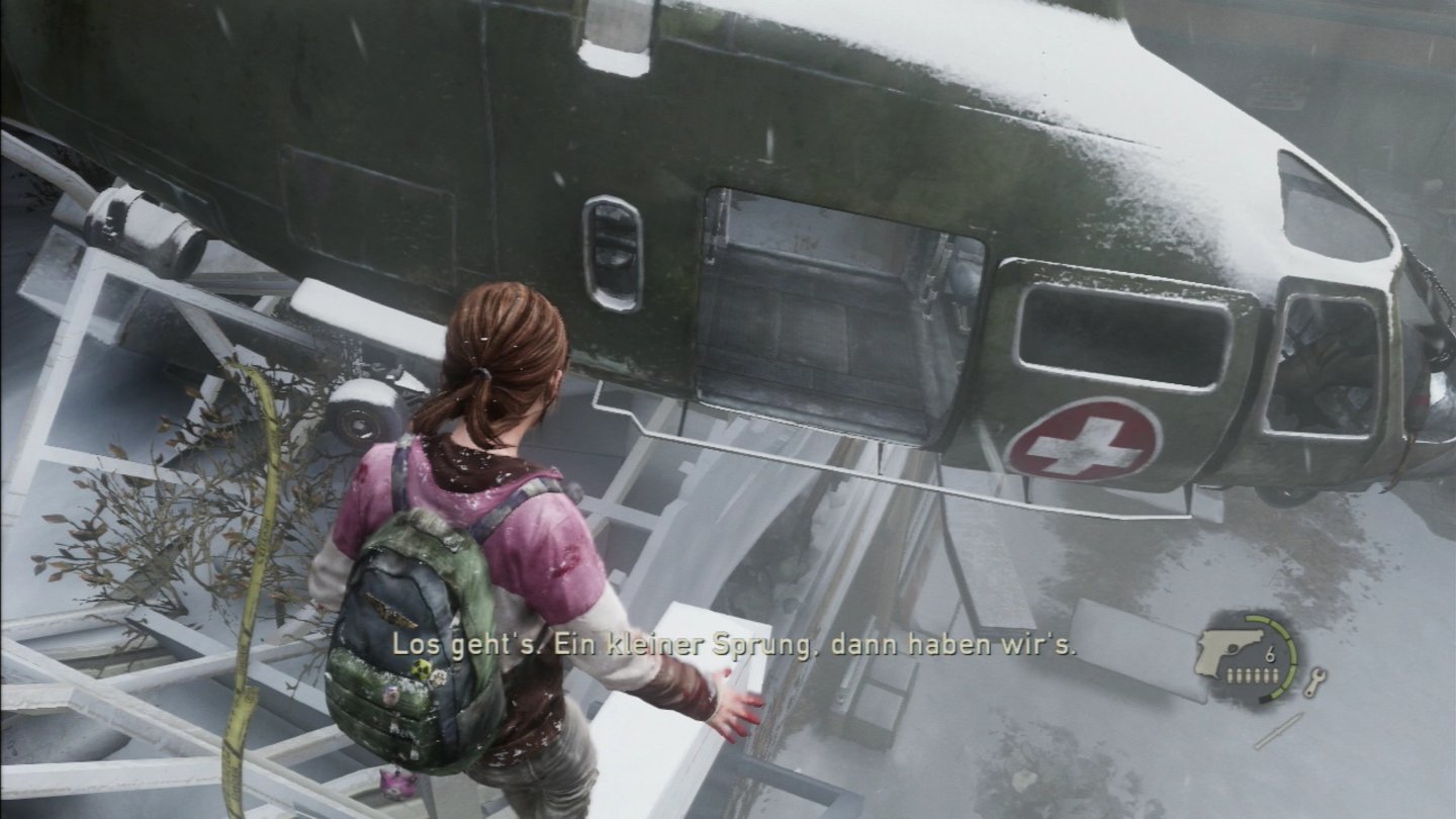The Last of Us: Left BehindOb im Wrack des Militärhubschraubers wohl ein brauchbarer Verbandskasten liegt?