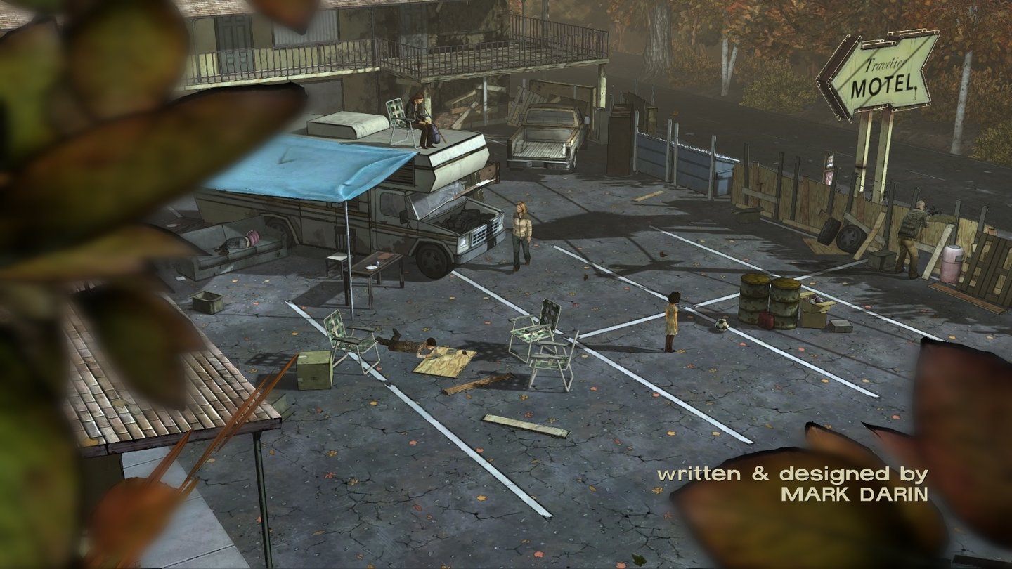 The Walking Dead: Episode 2Zum Ende von Episode 1 quartierten sich die Überlebenden in einem verlassenen Motel ein. Mittlerweile wurde daraus ein kleines Fort gezimmert.