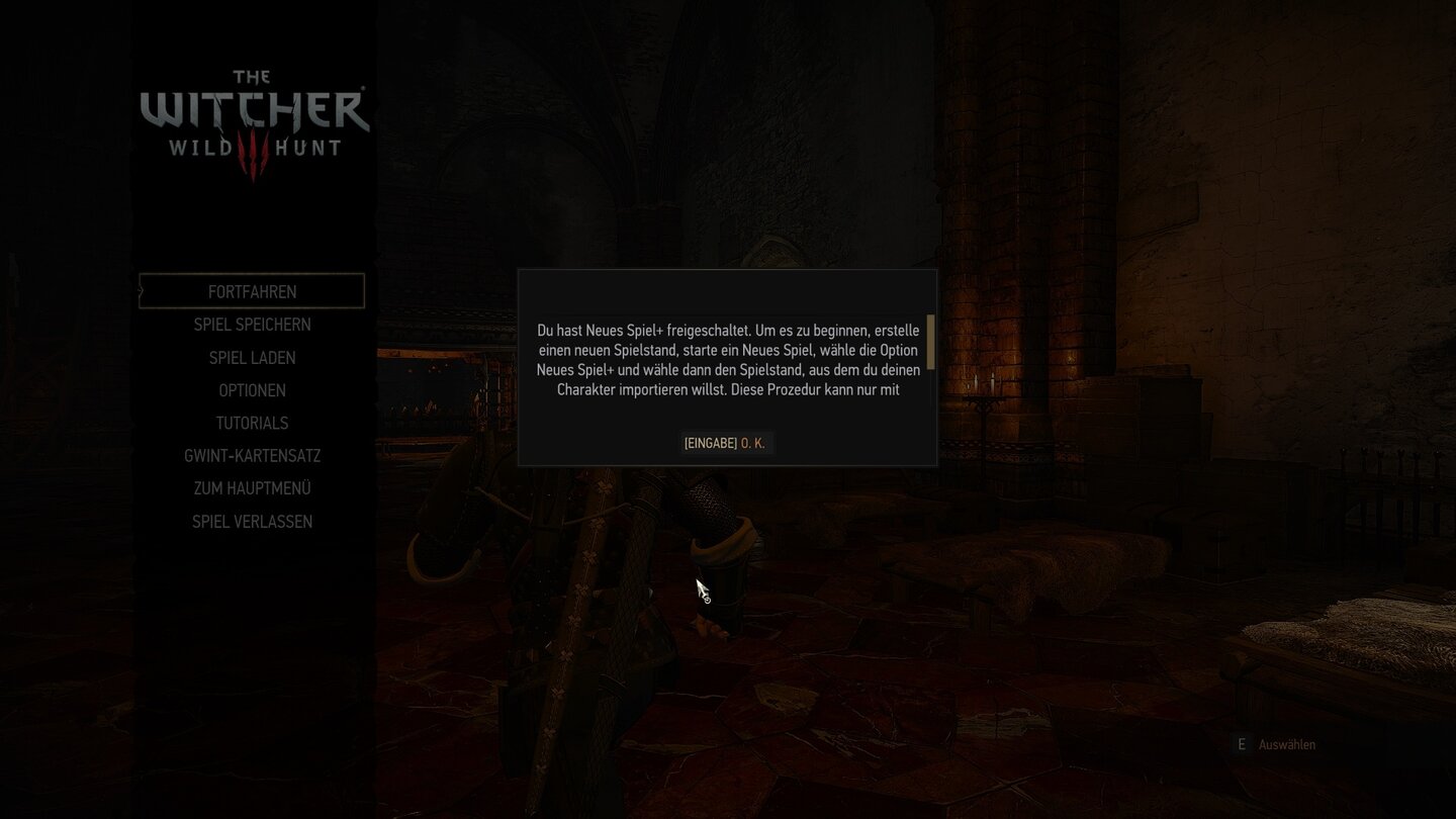 The Witcher 3: New Game PlusDiese Nachricht bekommen wir, sobald wir The Witcher 3 das erste Mal durchspielen.