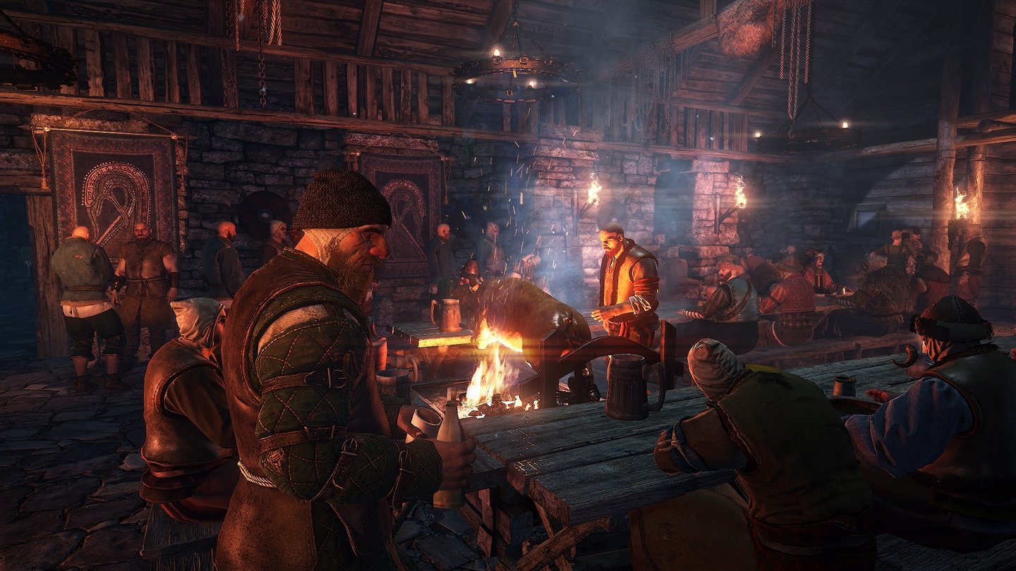The Witcher 3: Wild HuntIn Tavernen und Wirtshäusern herrscht, wie in der gesamten Spielwelt auch, immer reges Treiben.