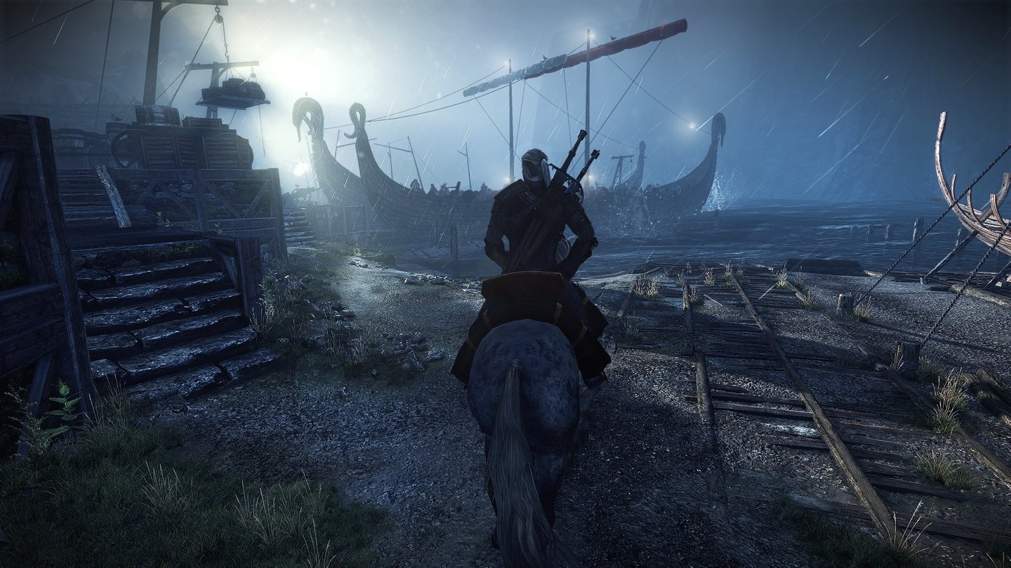 The Witcher 3: Wild HuntBei Sturm sollte Geralt lieber kein Schiff besteigen.