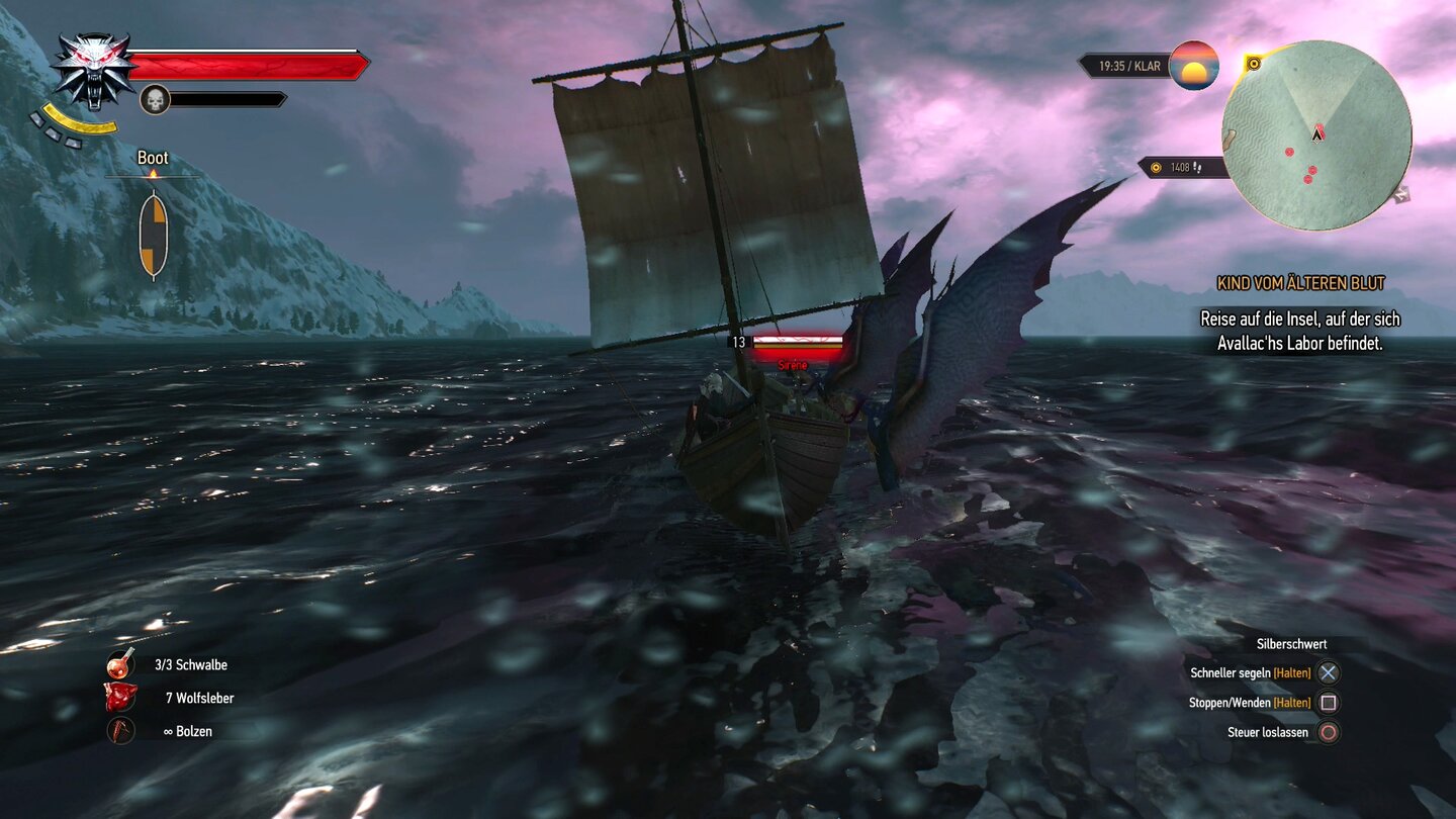 The Witcher 3: Wild HuntEine Seefahrt, die ist lustig. Es sei denn, Sirenen hängen sich ans Boot und reißen es kaputt.