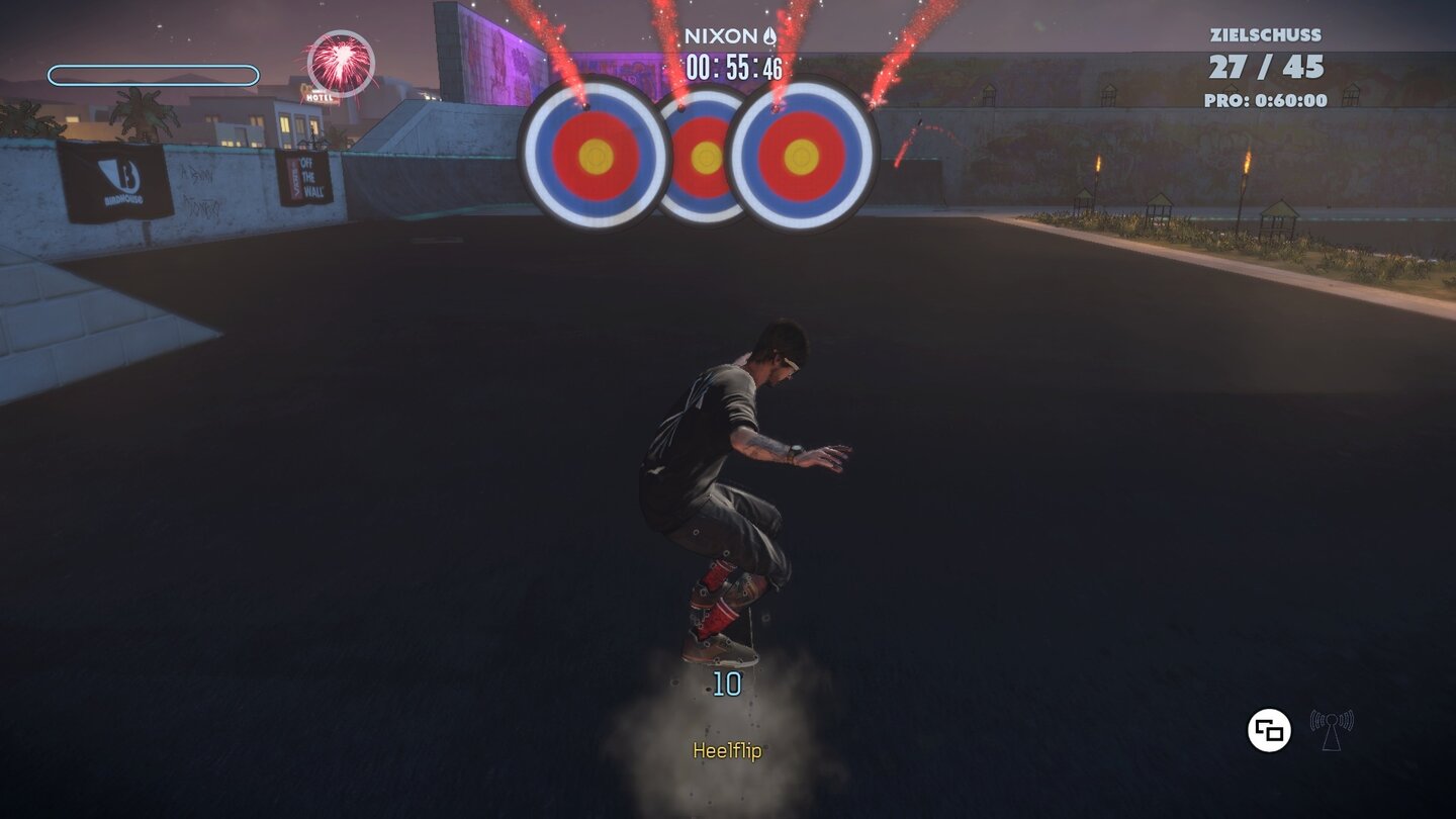 Tony Hawk's Pro Skater 5 - Bilder aus der Xbox One-VersionEine der spaßigeren Aufgaben: Mit Flip-Tricks feuern wir Raketen auf im Level verteilte Ziele ab.