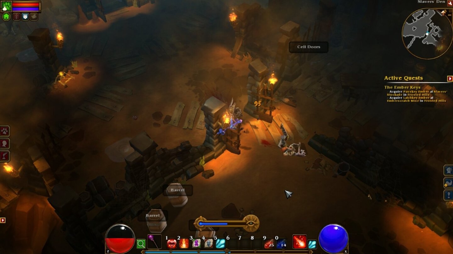 Torchlight 2Diese Banditenhöhle steckt voller...öhm, Banditen eben. Die Lichtstimmung ist hier, wie im gesamten Spiel, sehr gut gelungen.