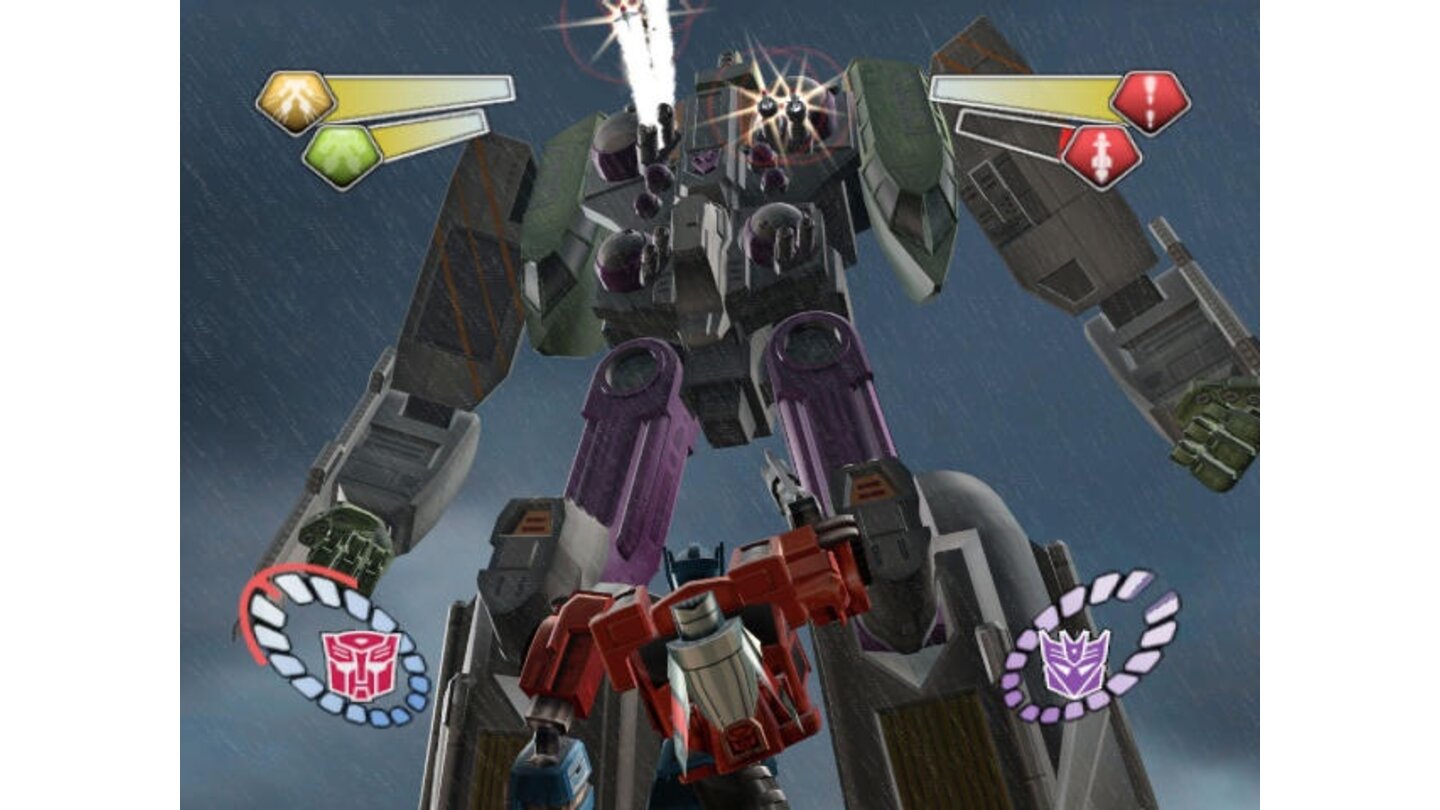 The gigantic Tidal Wave towers over Optimus and fires mortars from his chest.