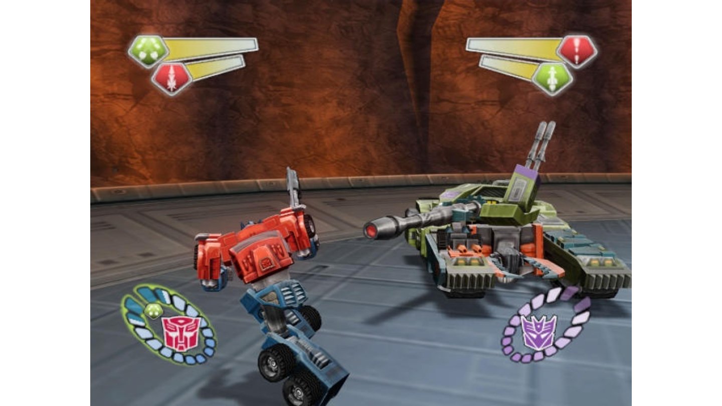 Megatron in his tank form targets Optimus...
