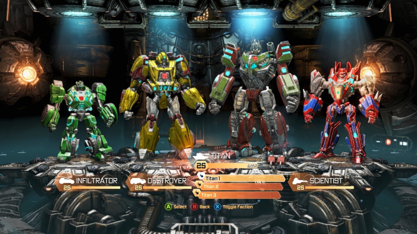 Transformers: Untergang von Cybertron - Escalation-ModusIm Multiplayer-Modus müsst man sich für eine Klasse entscheiden: Jede Spezialisierung hat ihre Vor- und Nachteile.