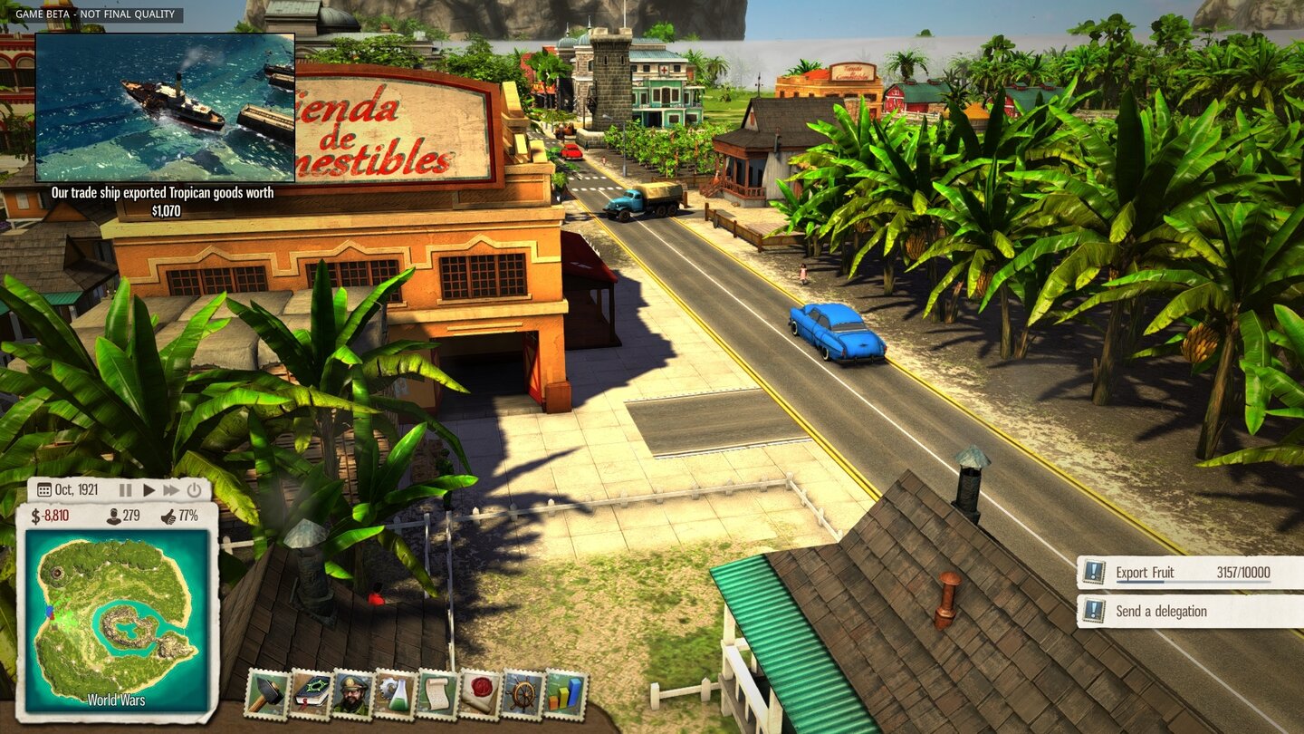 Tropico 5Zur Zeit der weltkriege tauschen wir den Karren gegen schicke Autos.