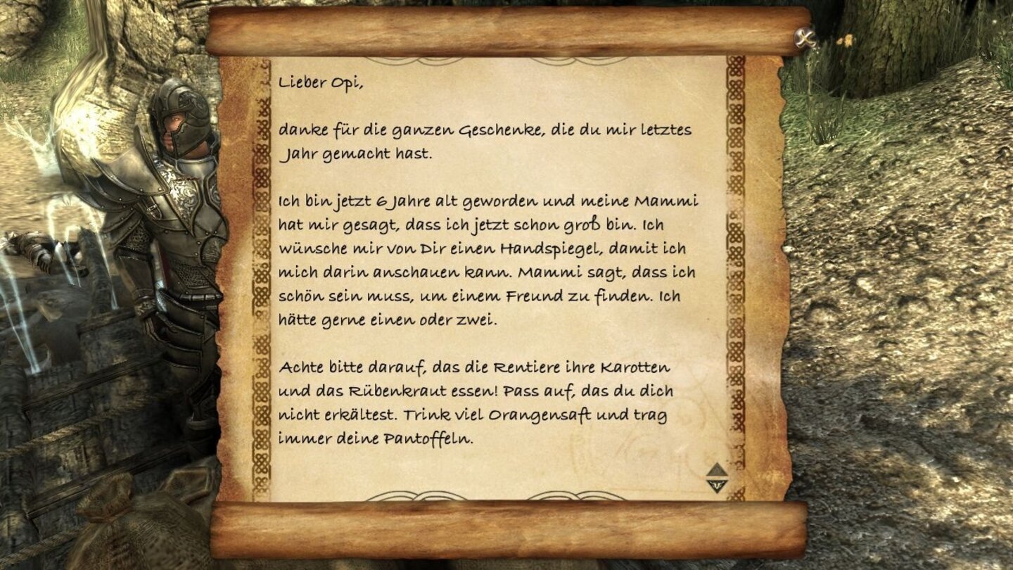 Two Worlds 2: Pirates of the Flying FortressImmer wieder finden wir in der Spielwelt Schriftstücke. Hier einen witzigen Brief.