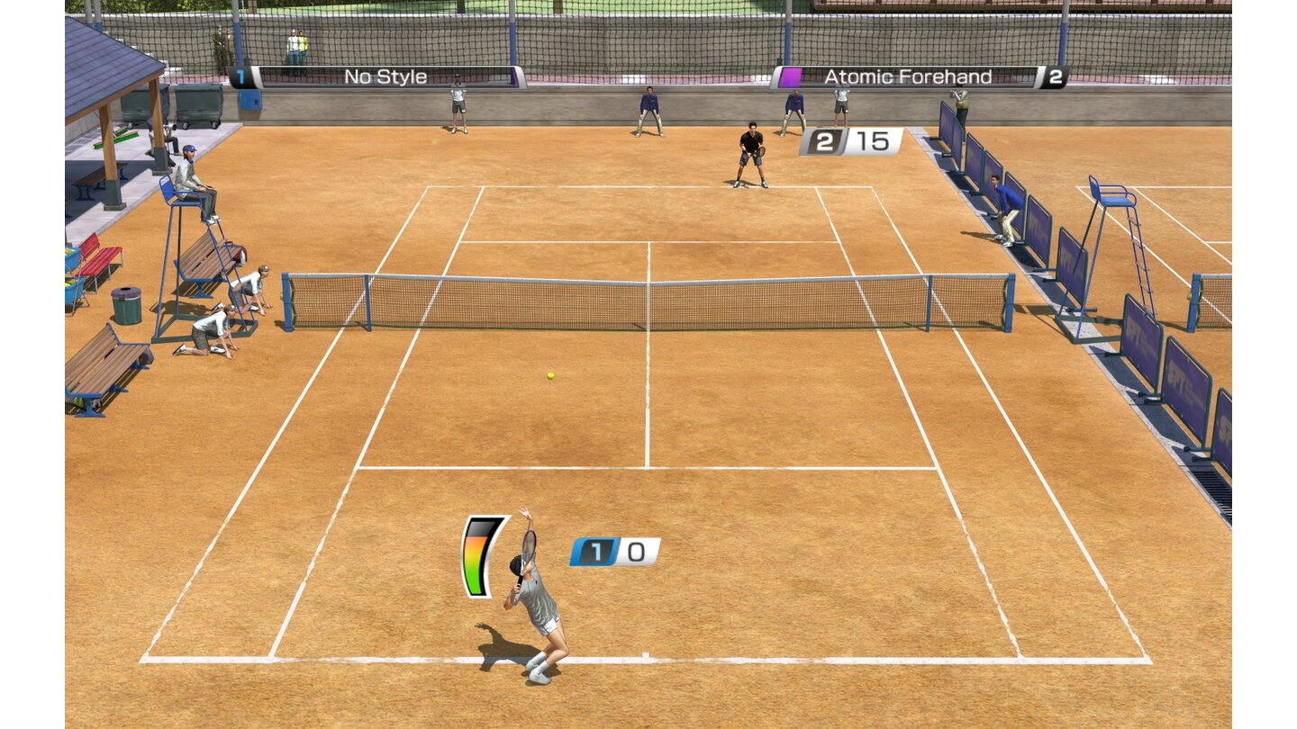 Virtua Tennis 4Simpel, aber effektiv: Je voller der Balken, desto mächtiger der Aufschlag.