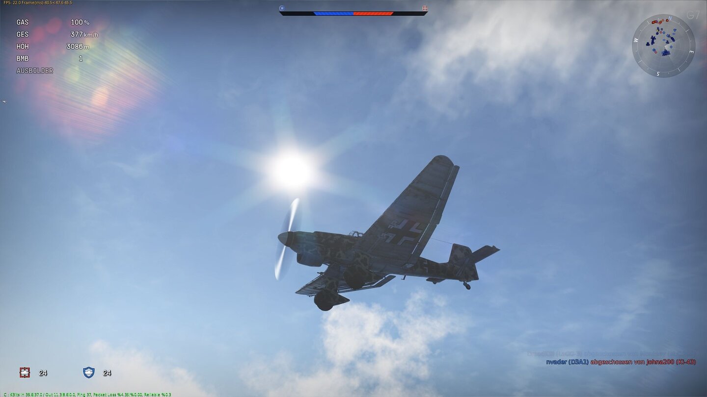 War ThunderDie Grafik-Engine von War Thunder präsentiert herrliche Licht- und Überblendungs-Effekte.