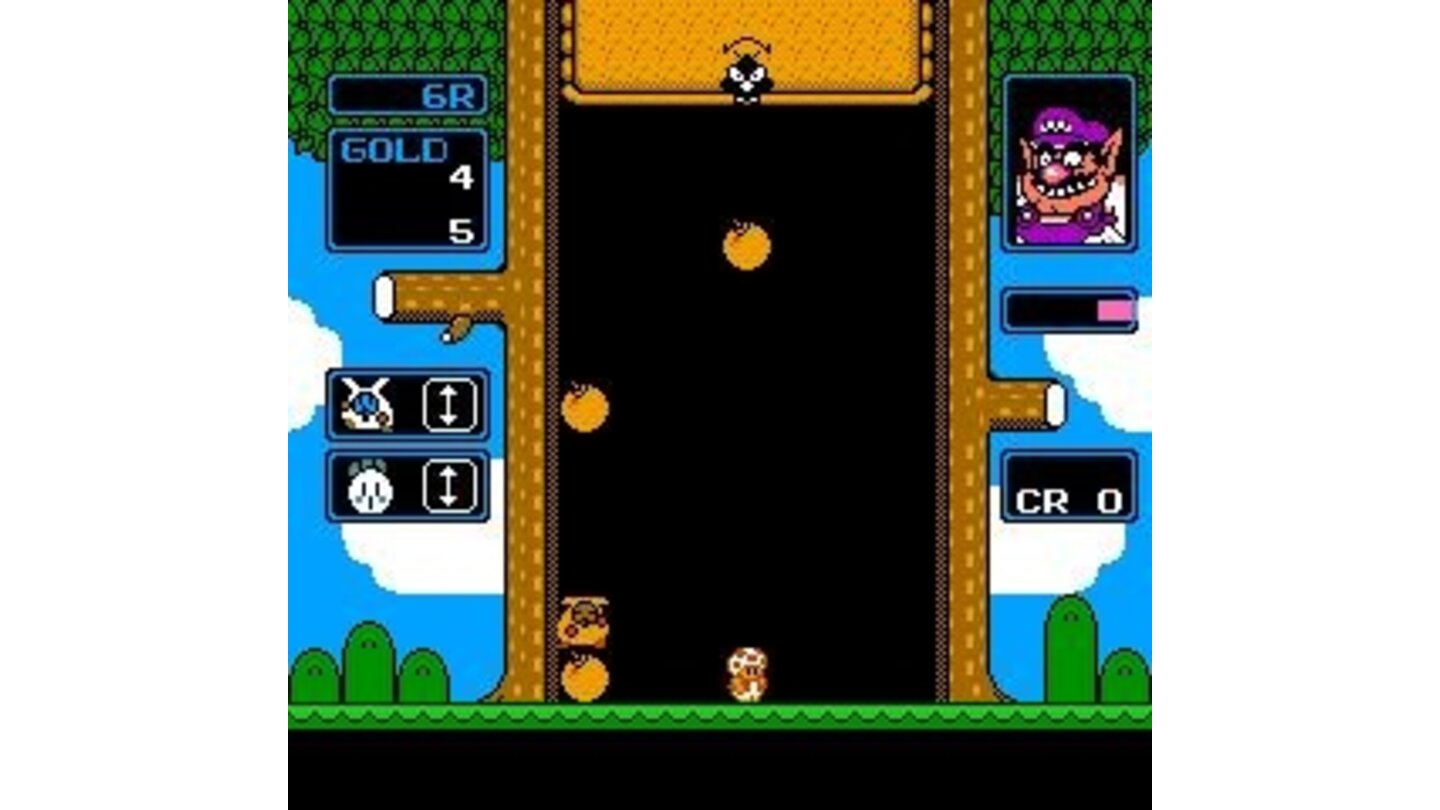 In Round Game, Wario will occasionally pop up to increase the game's speed and lower the ceiling.
