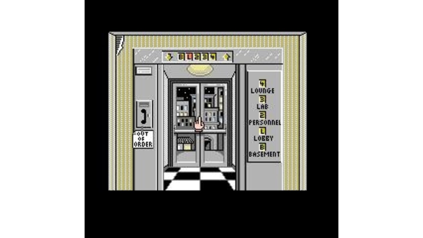 The elevator in the Acme Detective Agency... head to Personnel on the 2nd floor to begin your game