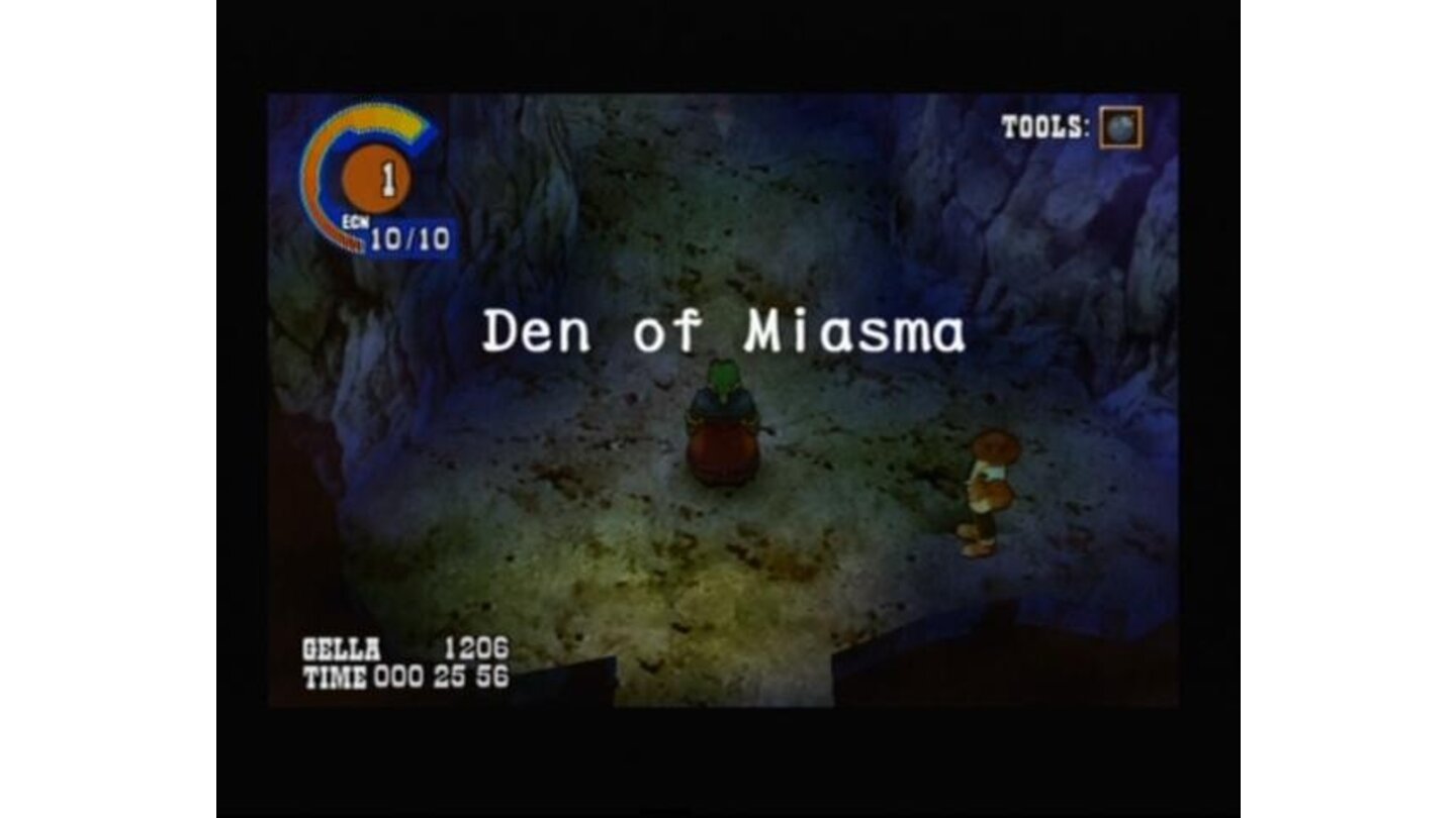 Entering Den of Miasma (first time entering a town or dungeon, it always shows)