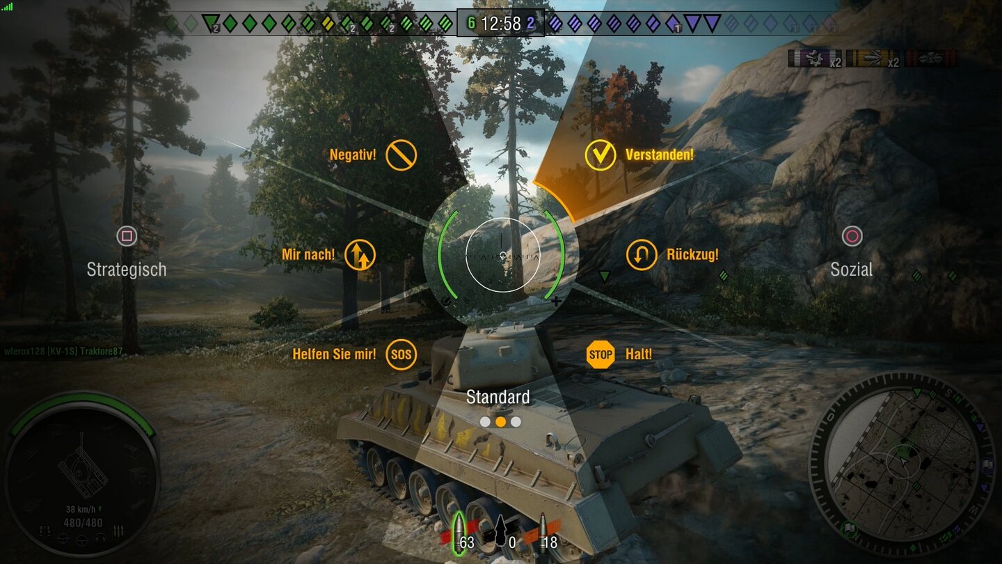 World of Tanks PS4Über Sprachkommandos klappt die Kommunikation auf dem Schlachtfeld hervorragend.